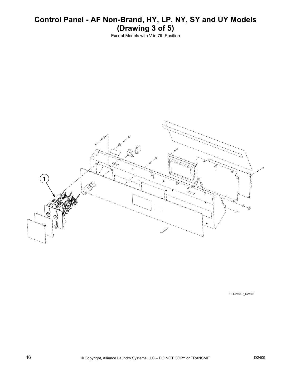Control Panel - AF Non-Brand, HY, LP, NY, SY and UY Models
(Drawing 3 of 5)