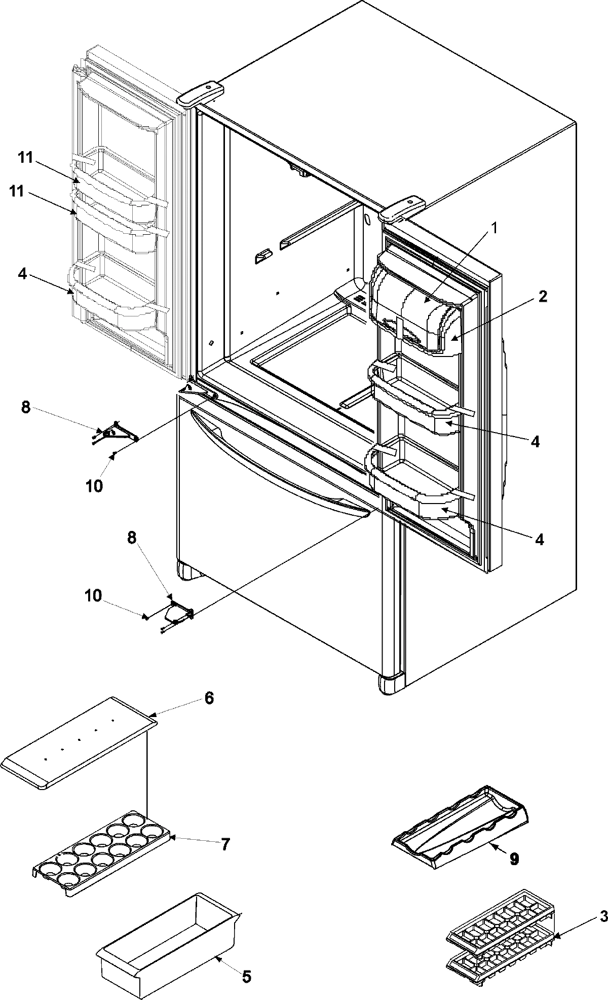 11 - REF DR STORAGE & CENTER HINGES