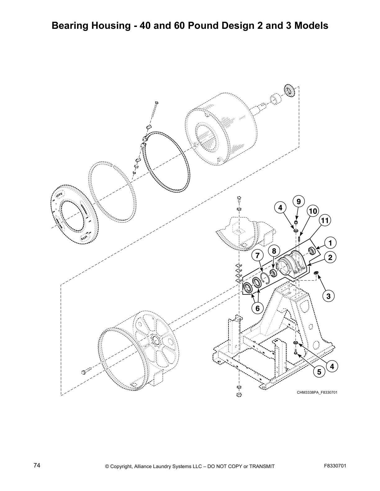 Bearing Housing - 40 and 60 Pound Design 2 and 3 Models