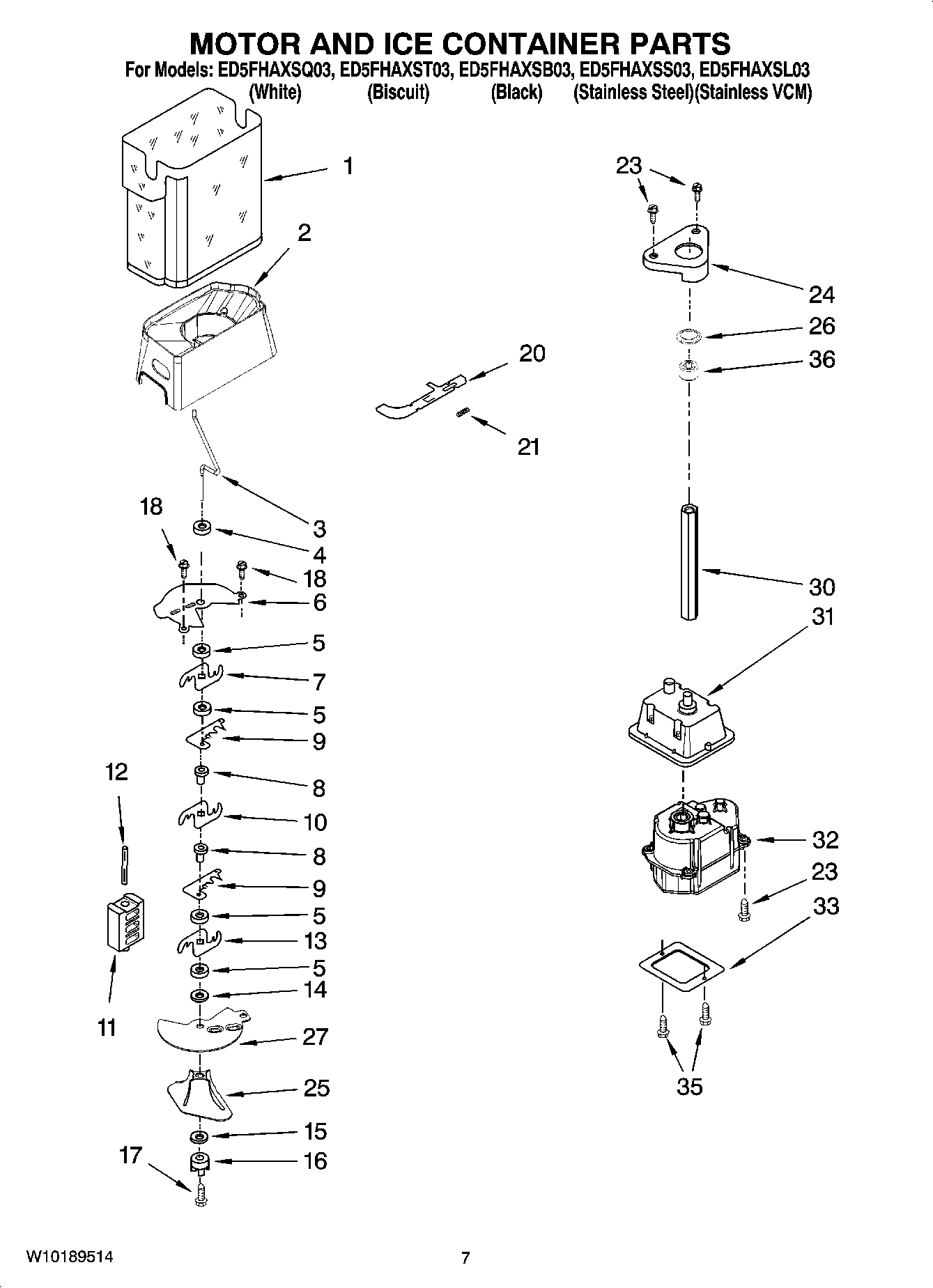 05 - MOTOR AND ICE CONTAINER PARTS