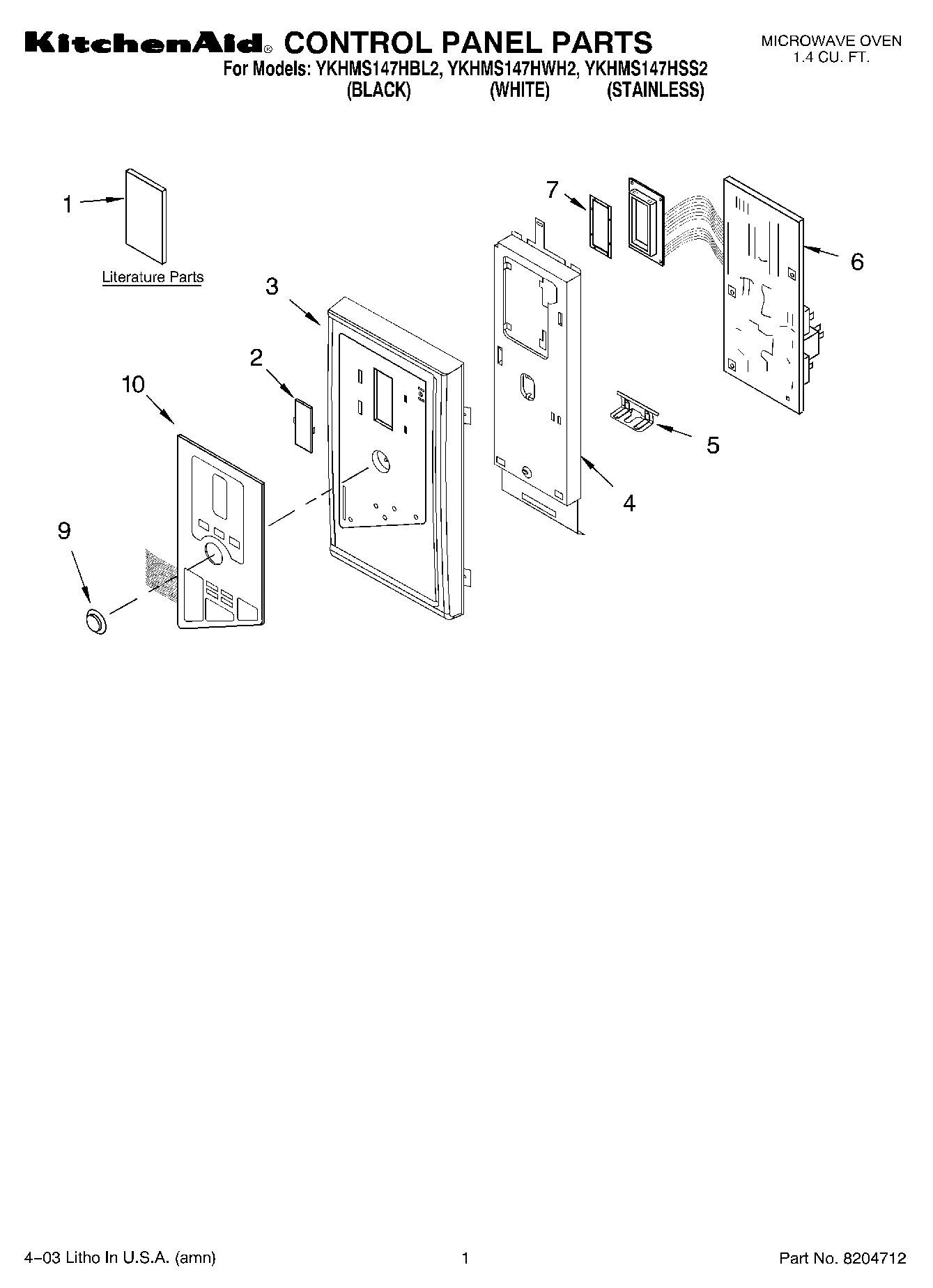 01 - CONTROL PANEL PARTS