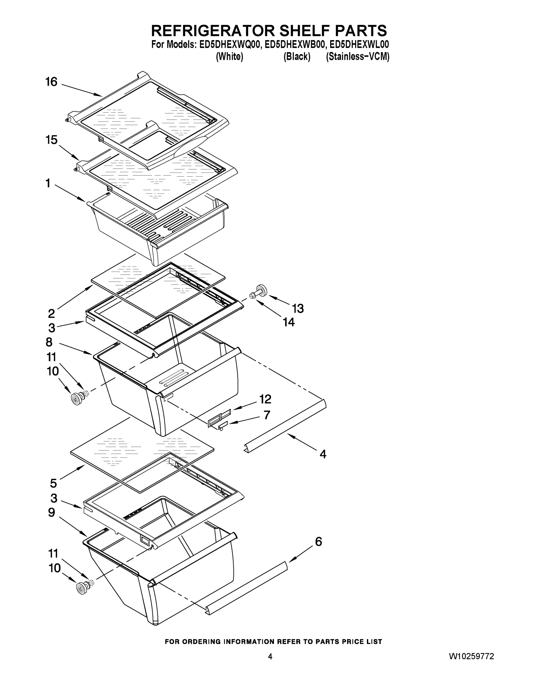 03 - REFRIGERATOR SHELF PARTS