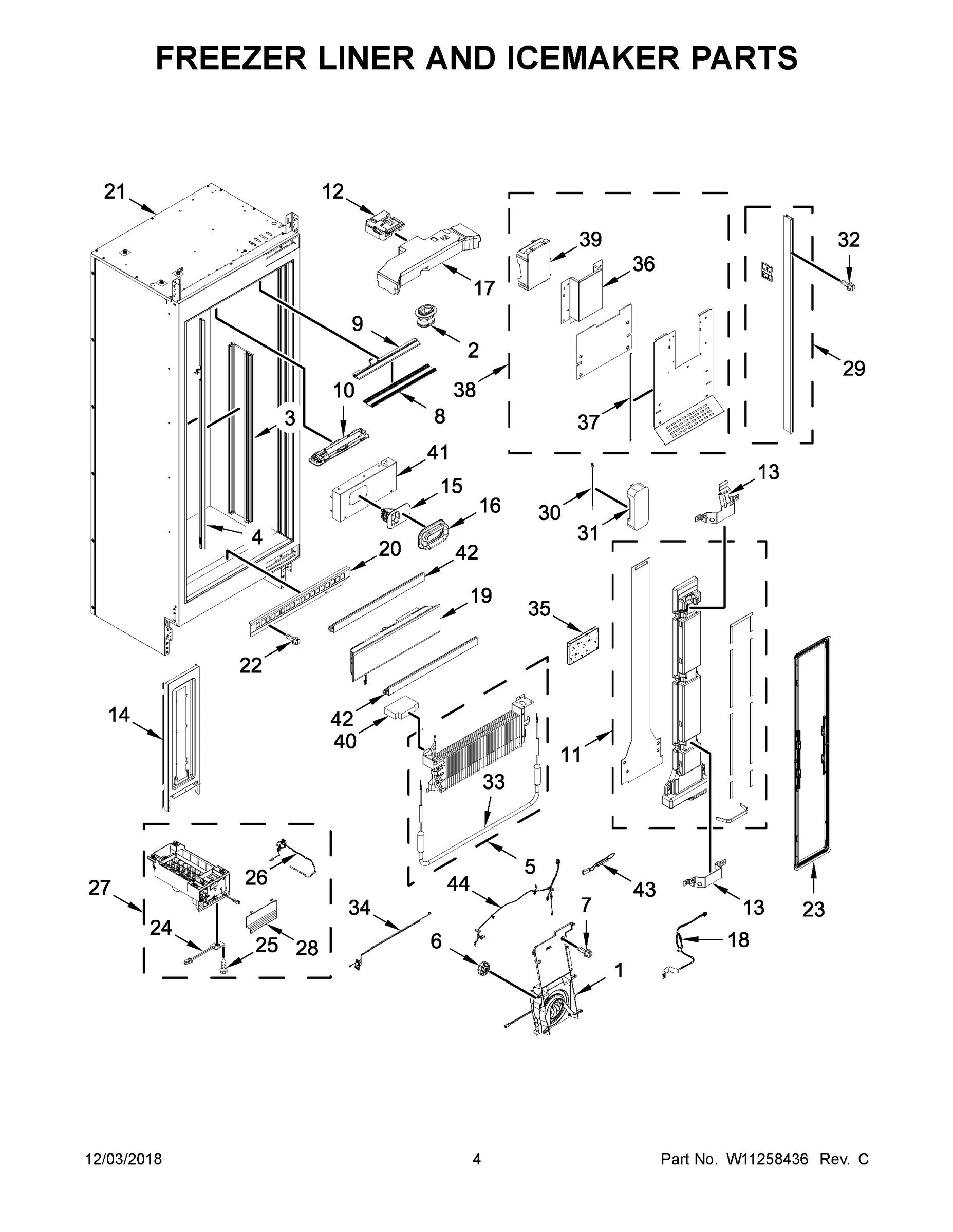 03 - FREEZER LINER AND ICEMAKER PARTS