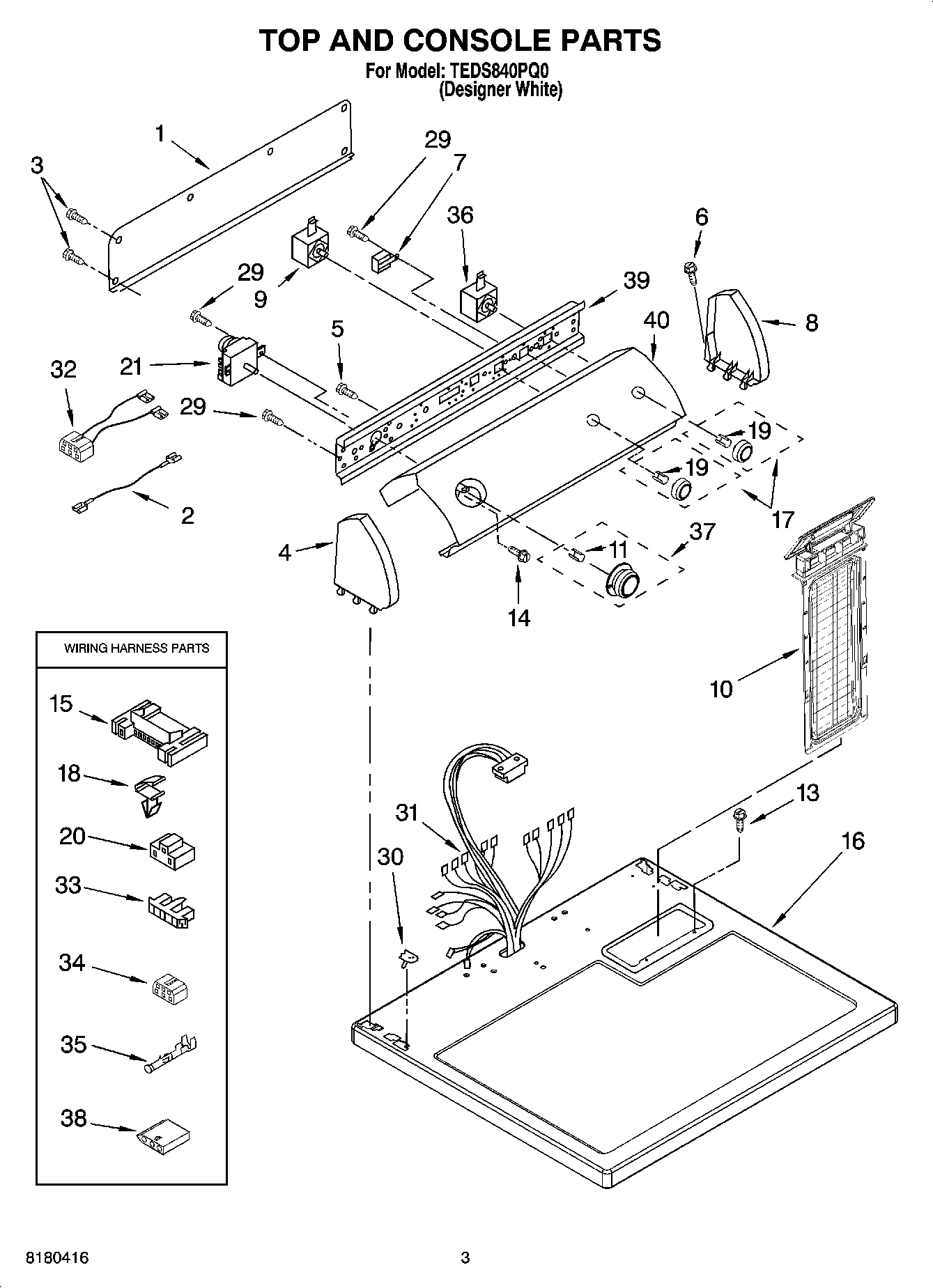 02 - TOP AND CONSOLE PARTS OPTIONAL PARTS (NOT INCLUDED)