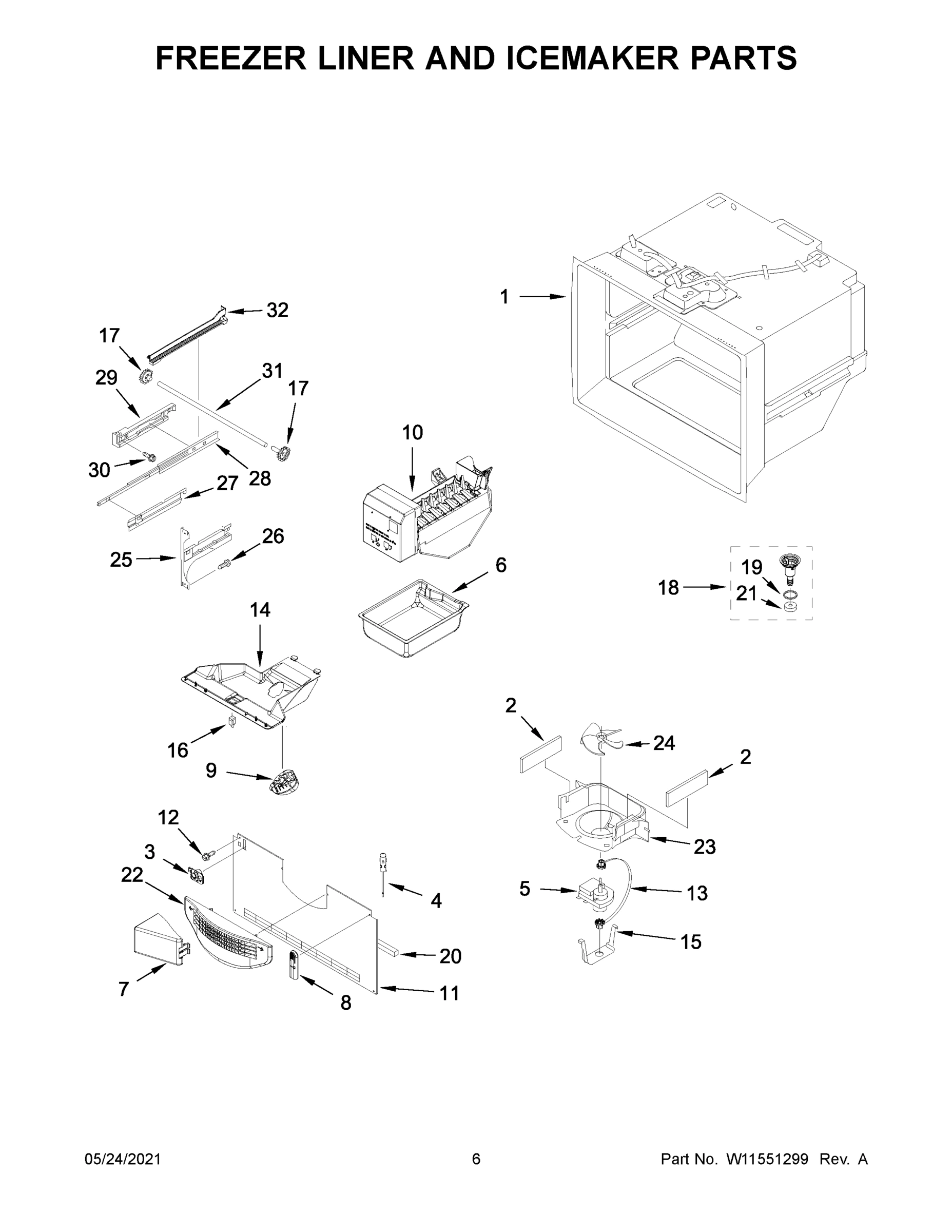 04 - FREEZER LINER AND ICEMAKER PARTS