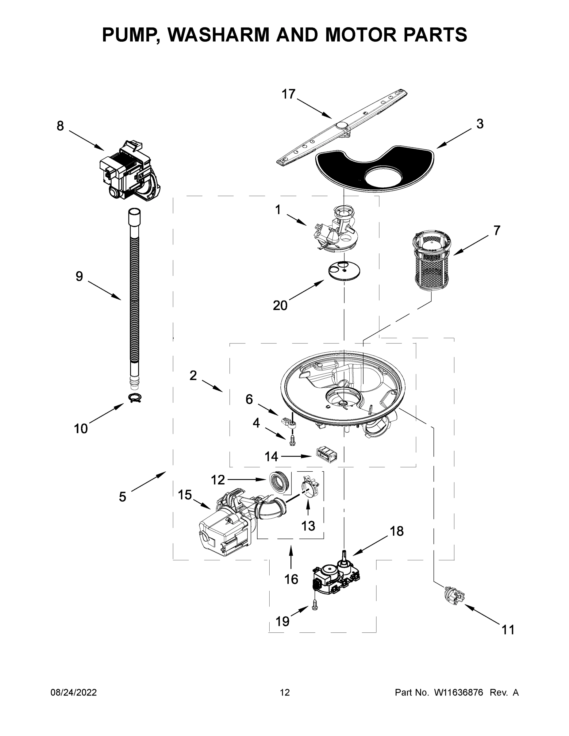 07 - PUMP, WASHARM AND MOTOR PARTS