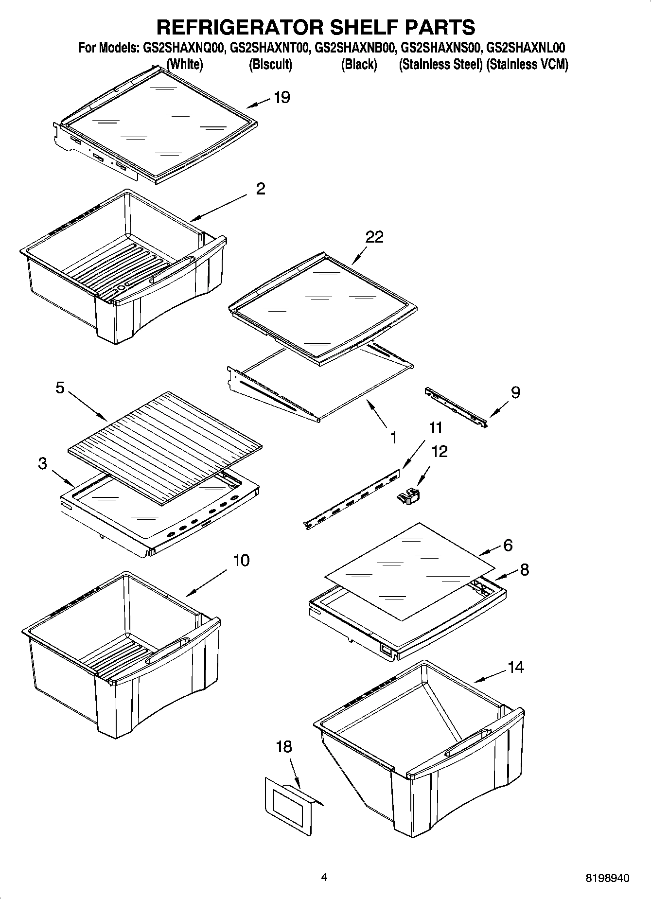 03 - REFRIGERATOR SHELF PARTS