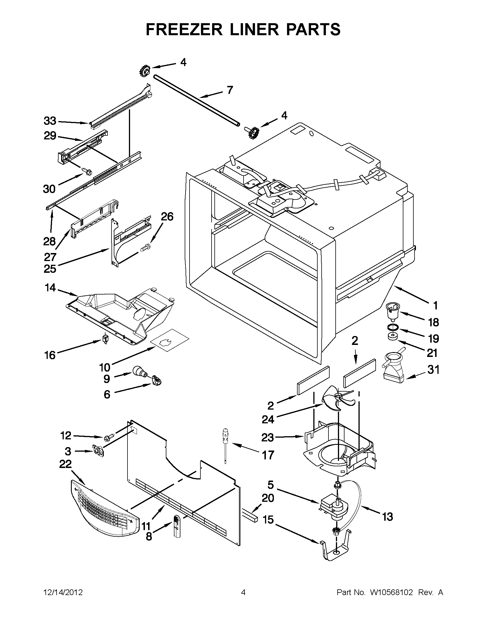 02 - FREEZER LINER PARTS