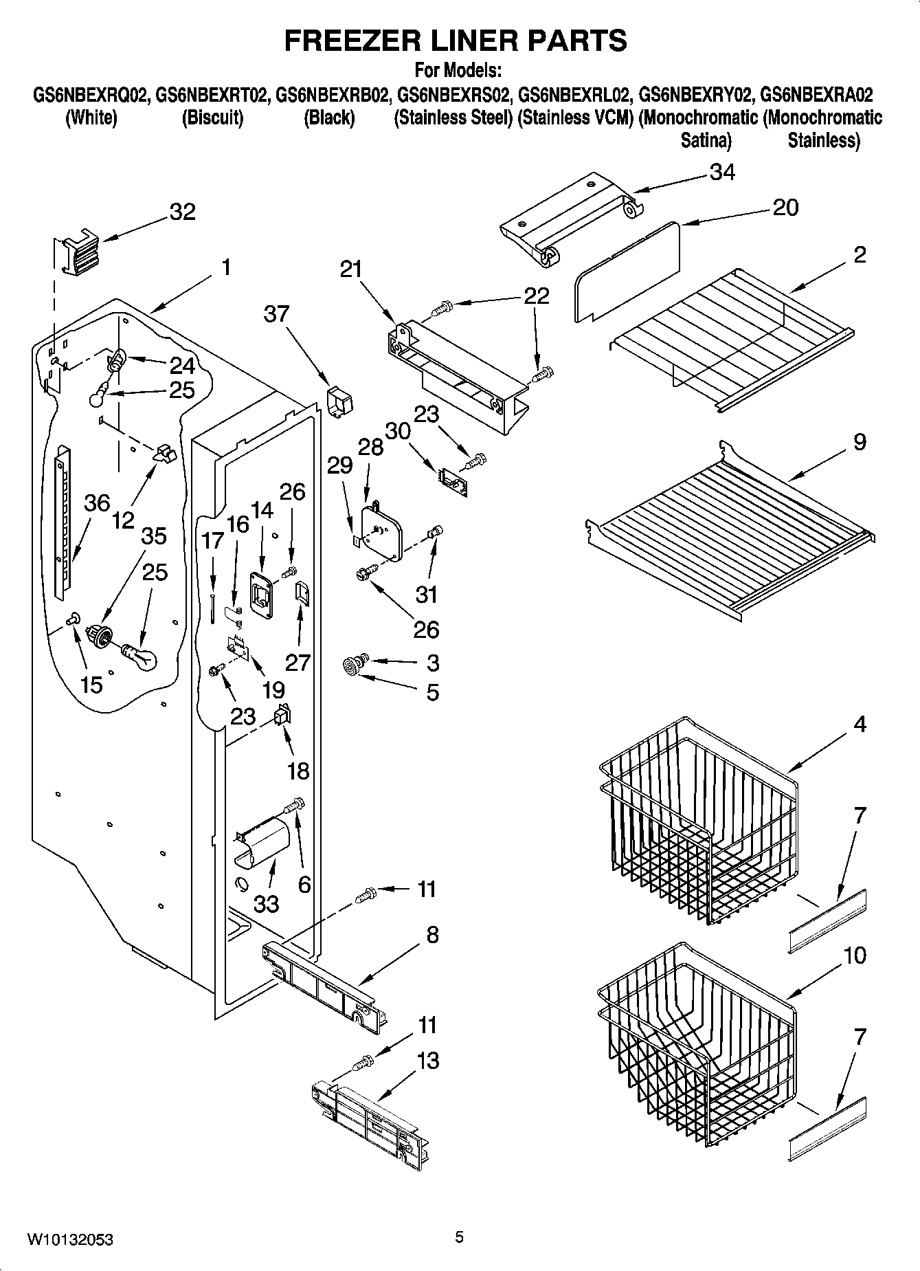 04 - FREEZER LINER PARTS