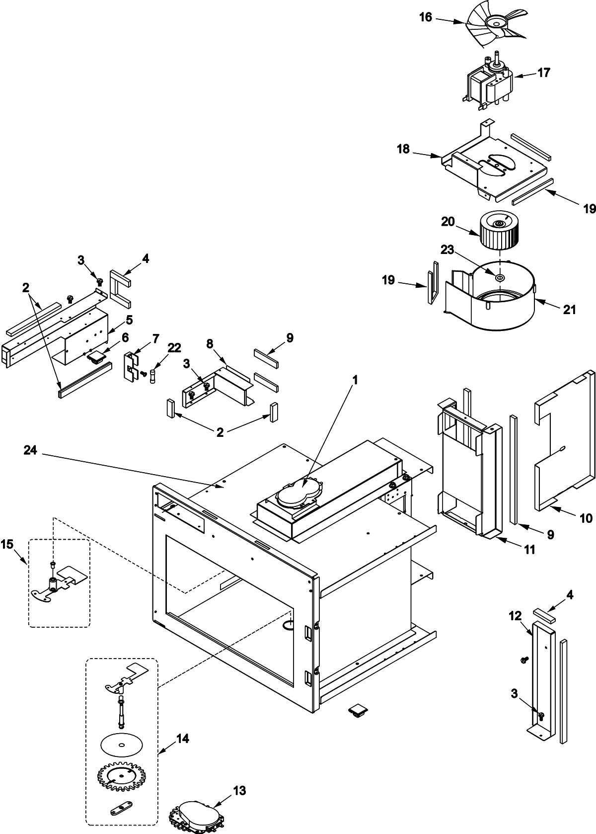 FUSES, ANTENNAS, BLOWER, DUCTS, CAVITY
