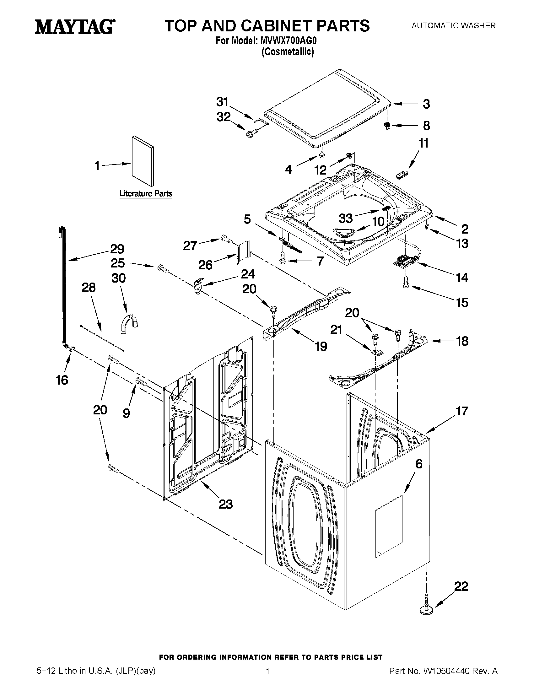 01 - TOP AND CABINET PARTS