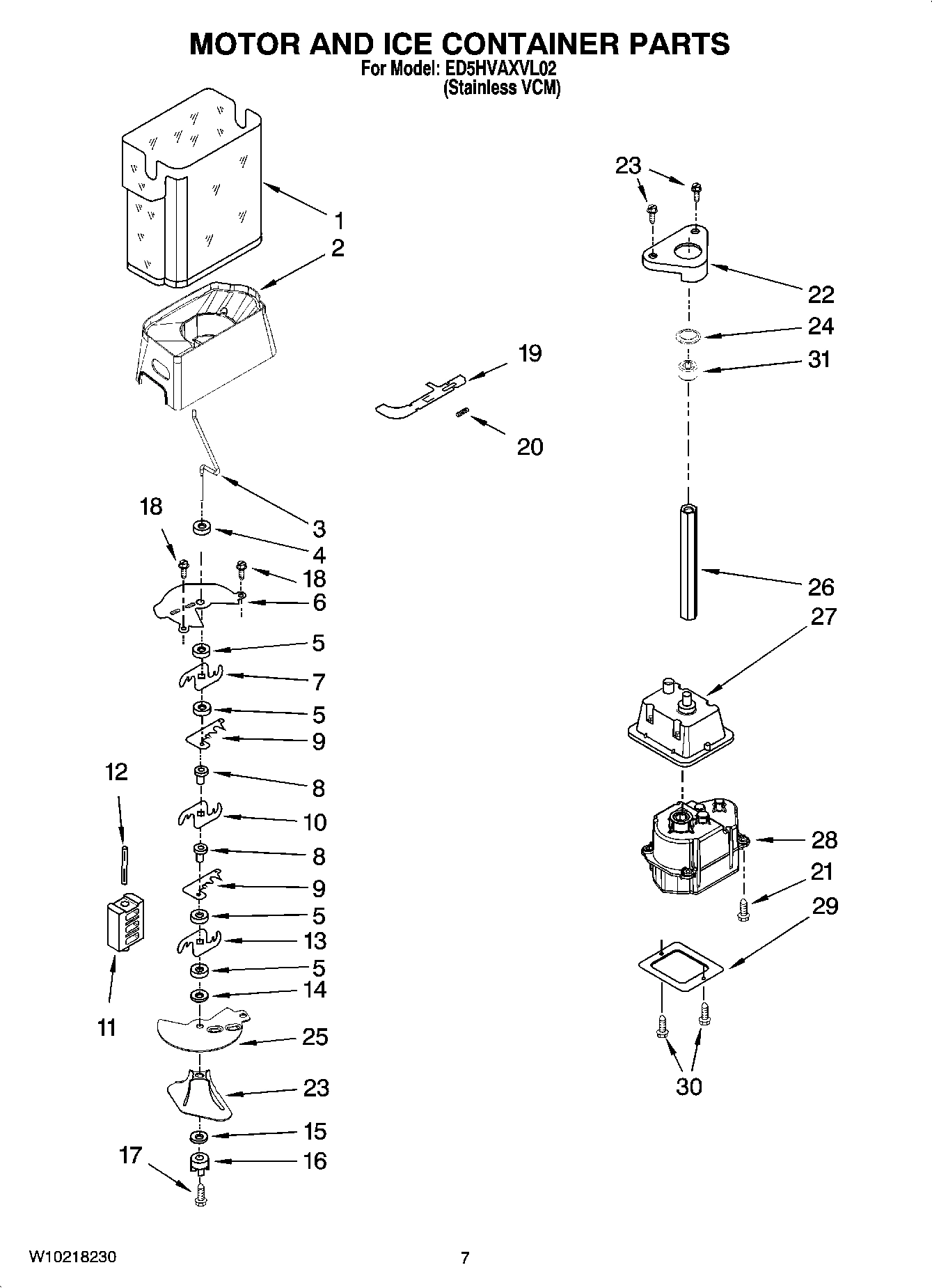 05 - MOTOR AND ICE CONTAINER PARTS