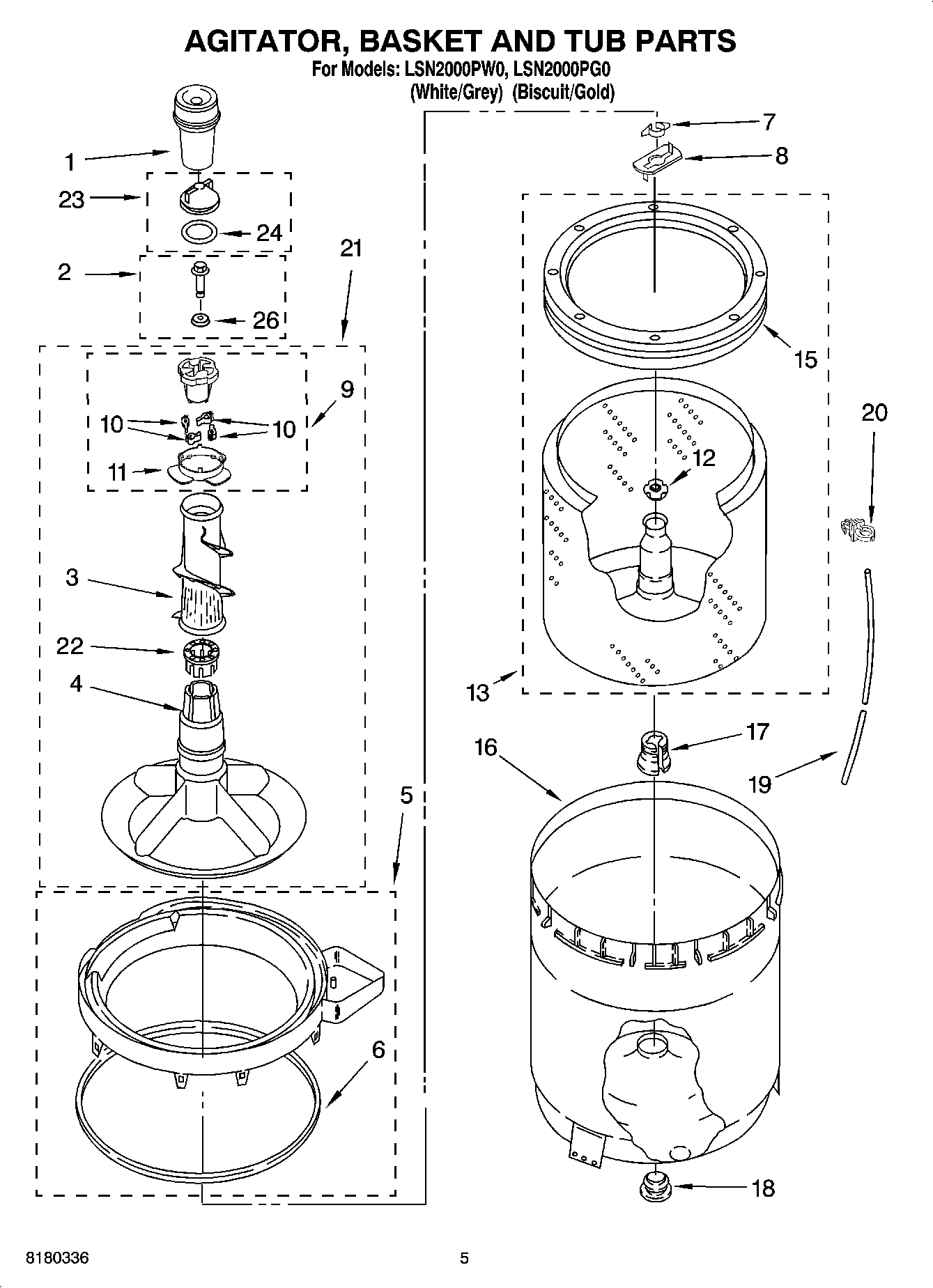 03 - AGITATOR, BASKET AND TUB PARTS