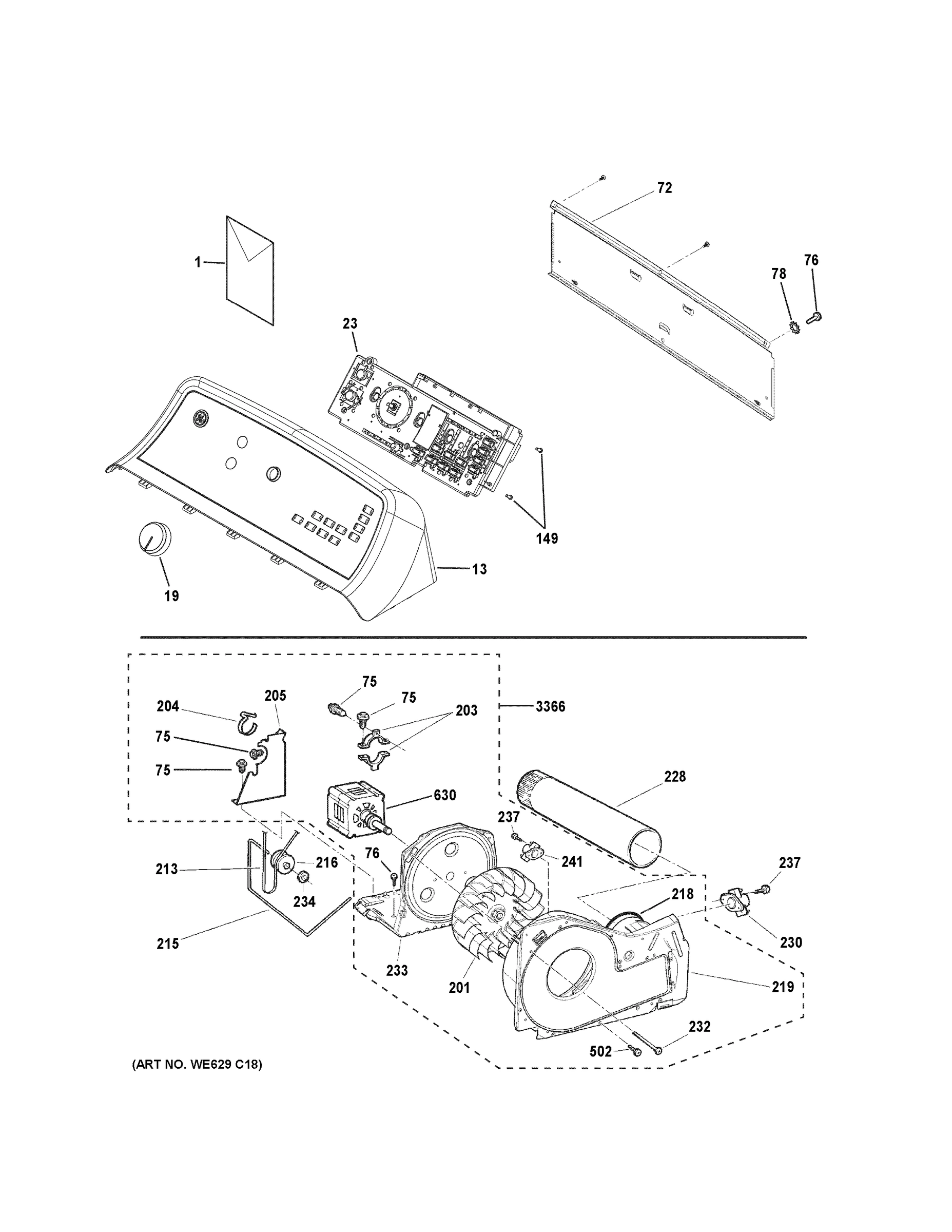 BLACKSPLASH, BLOWER & MOTOR ASSEMBLY