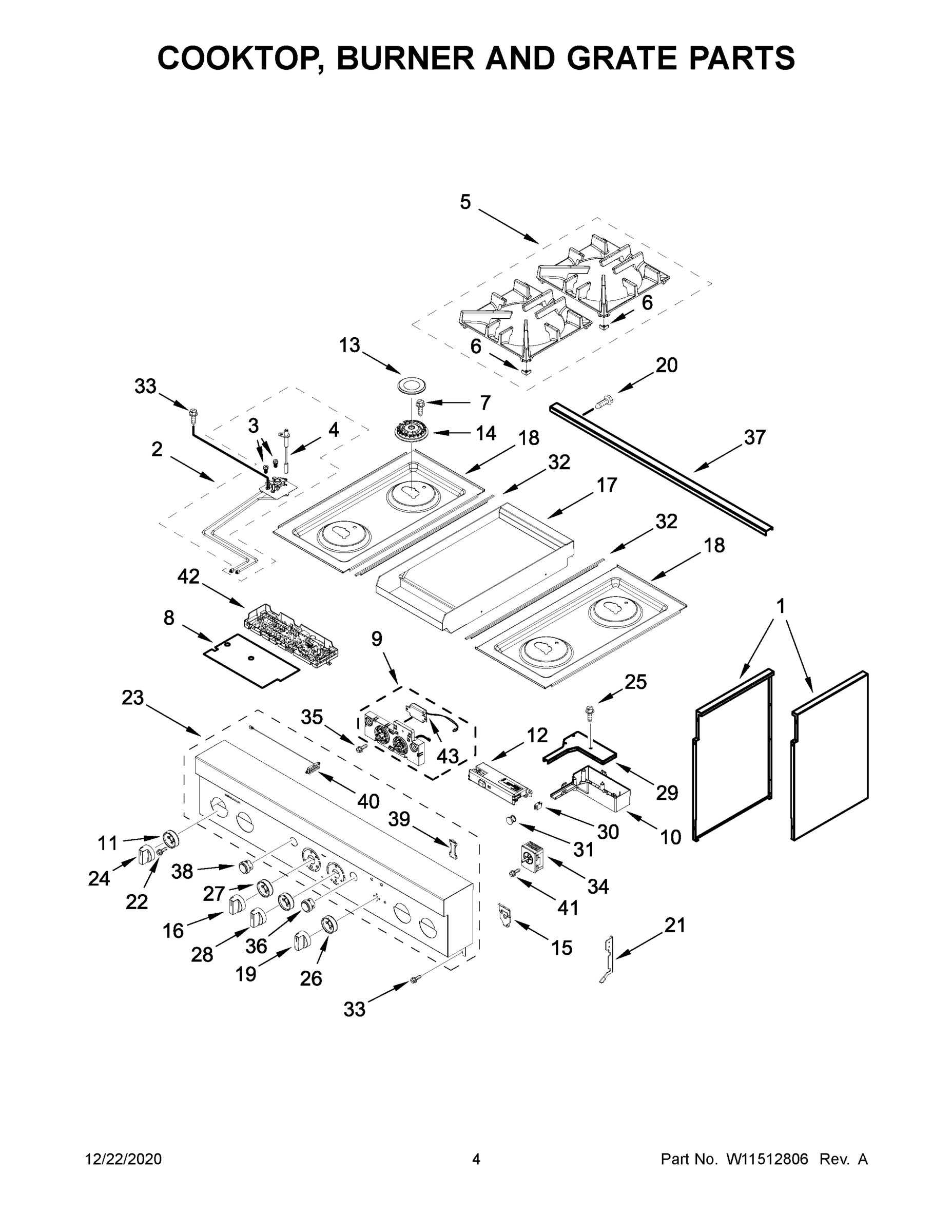 03 - COOKTOP, BURNER AND GRATE PARTS