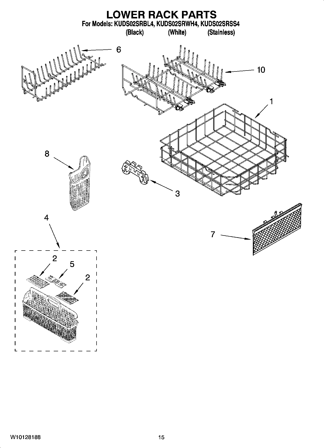 12 - LOWER RACK PARTS, OPTIONAL PARTS (NOT INCLUDED)