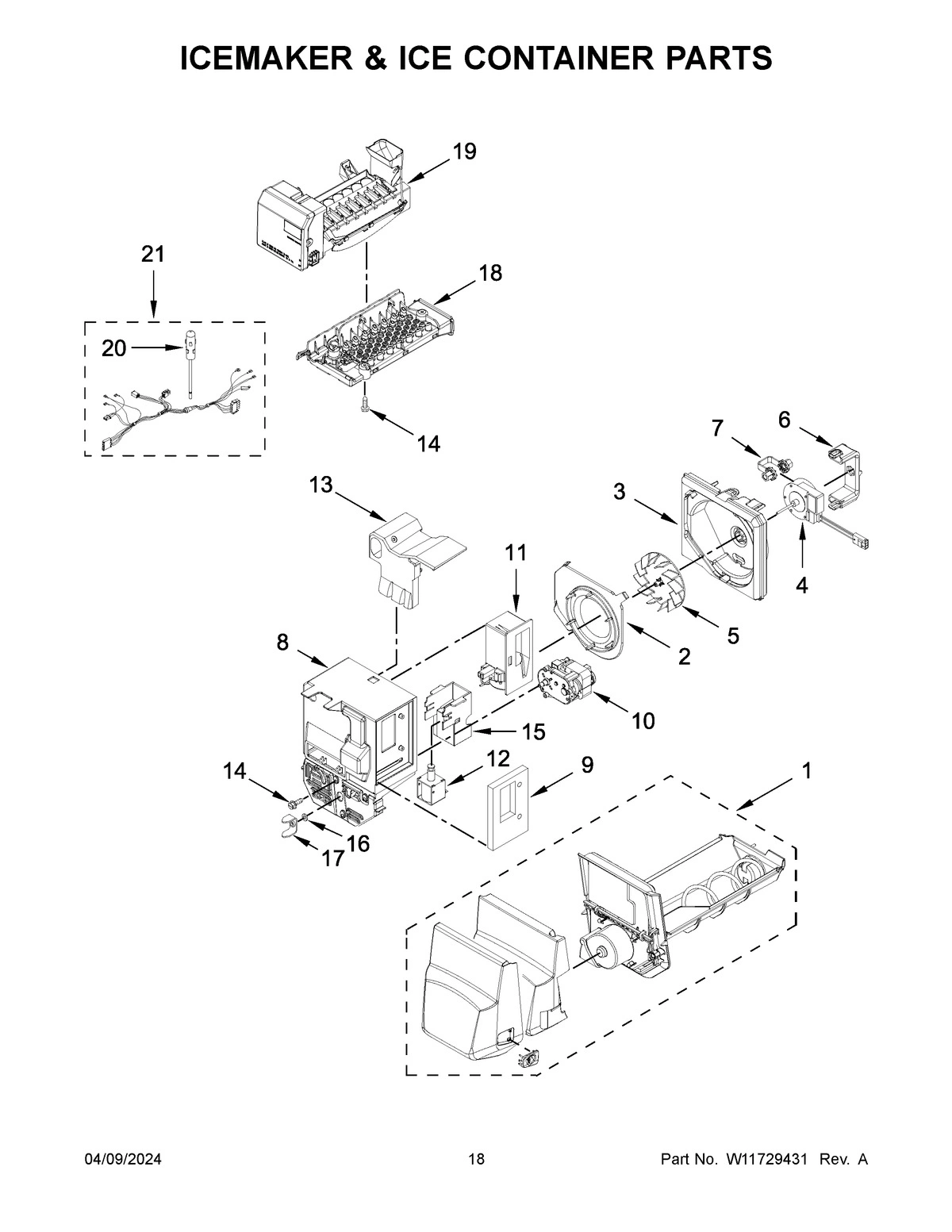 10 - ICEMAKER AND ICE CONTAINER PARTS