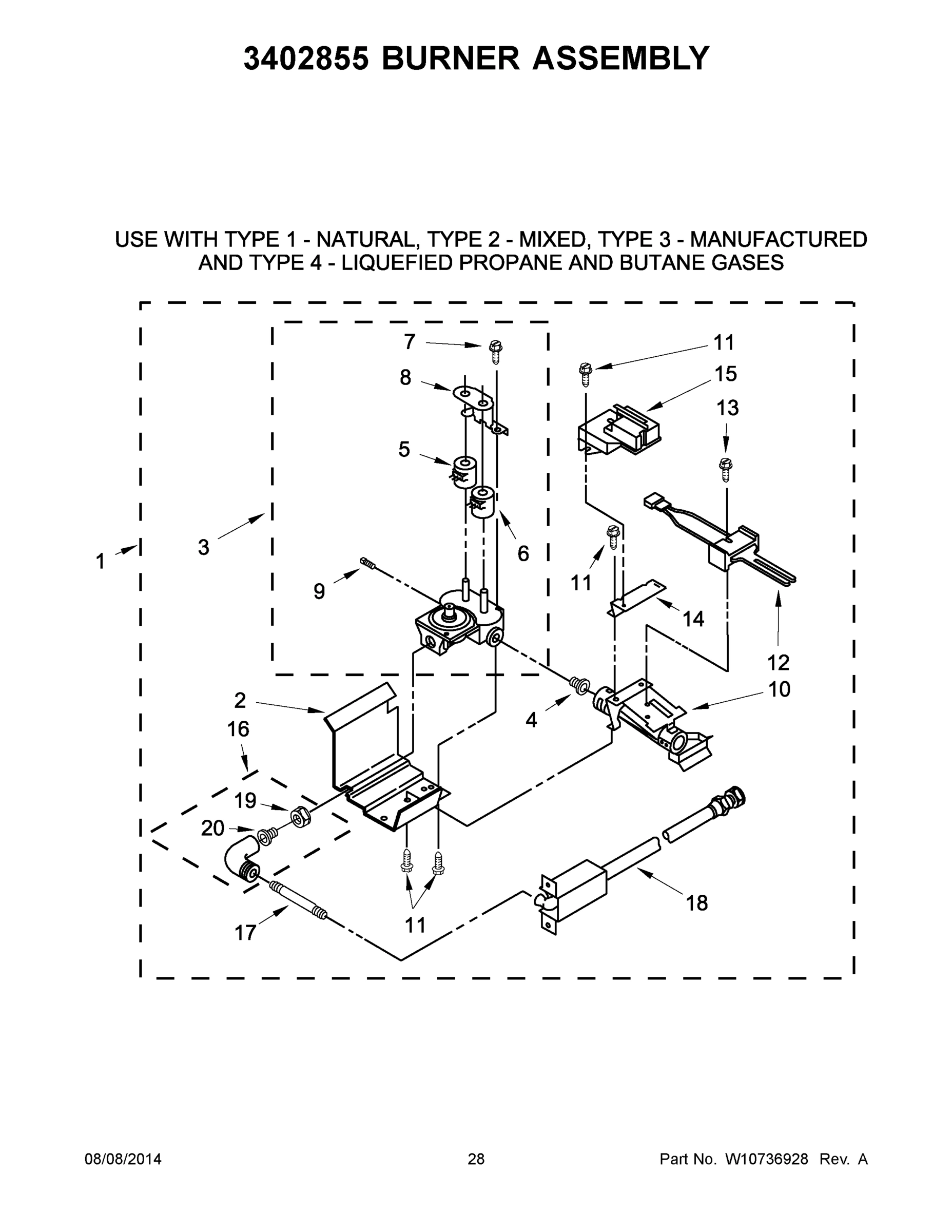 15 - 3402855 BURNER ASSEMBLY