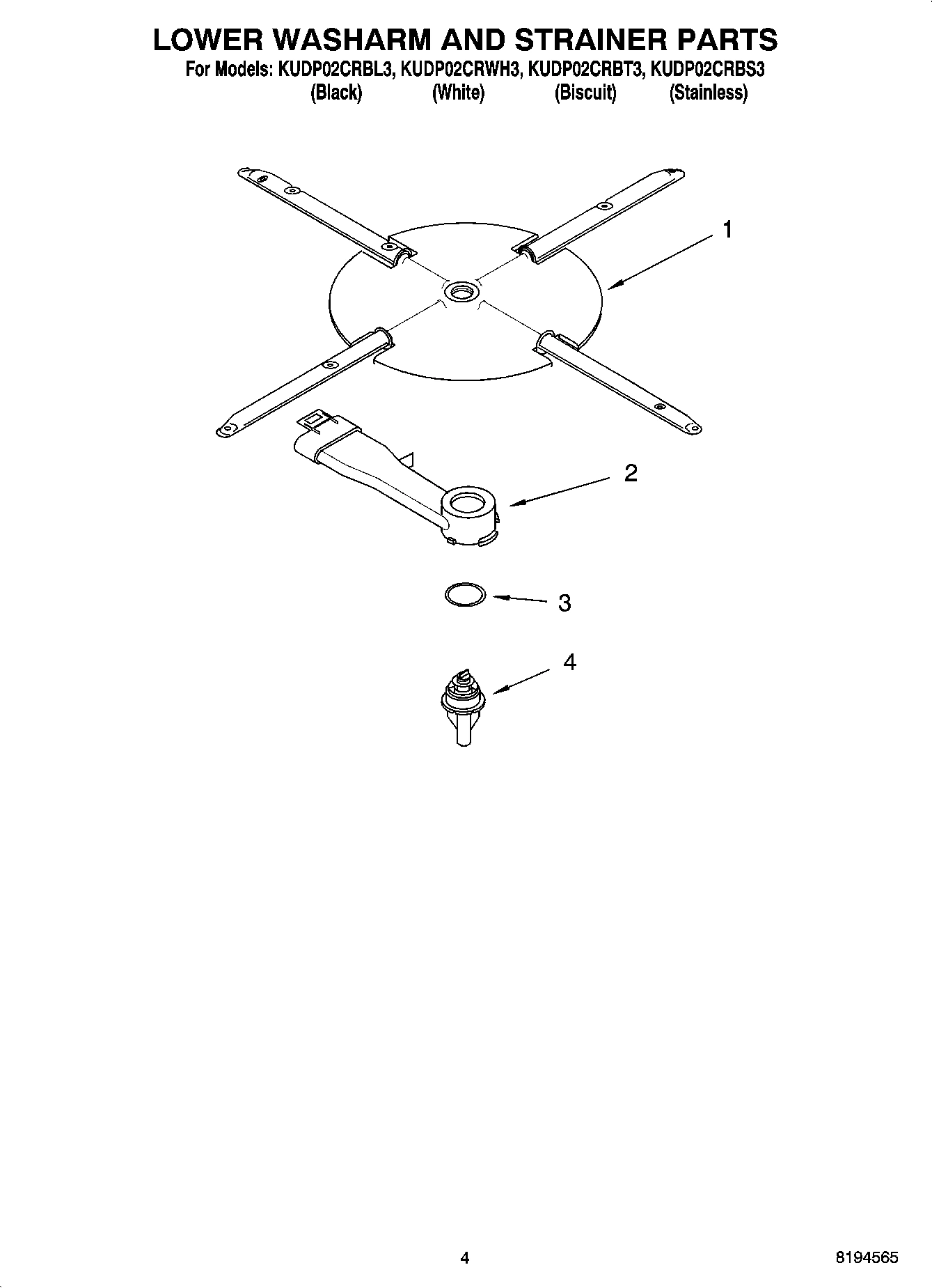 04 - LOWER WASHARM AND STRAINER PARTS