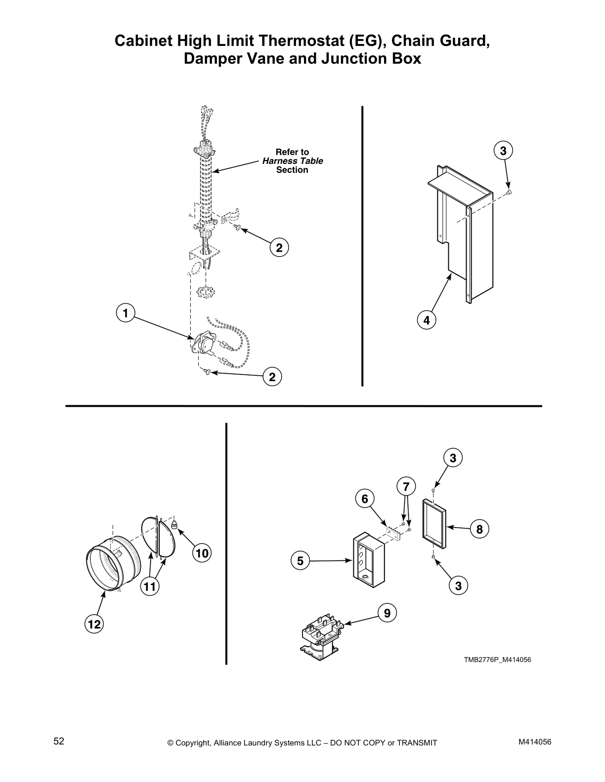Cabinet High Limit Thermostat (EG), Chain Guard,
Damper Vane and Junction Box
