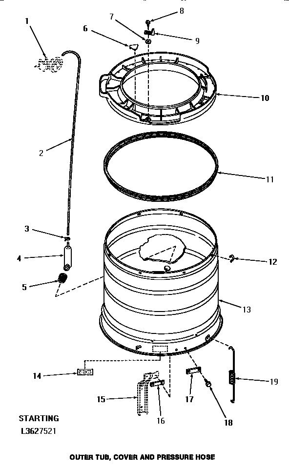 16 - OUTER TUB, COVER & PRESSURE HOSE