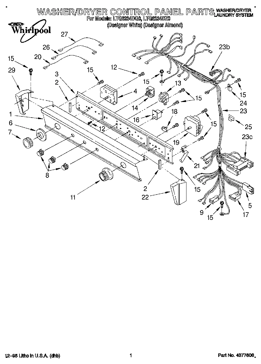 01 - WASHER/DRYER CONTROL PANEL