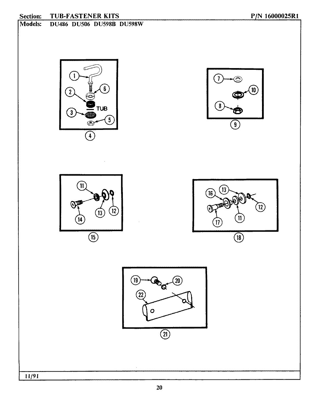 10 - TUB FASTENER KIT