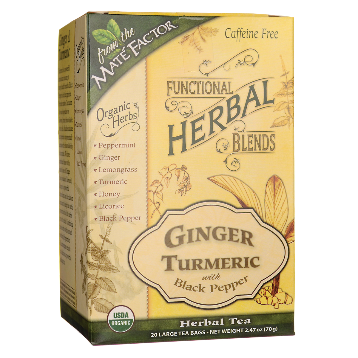 230023 Functional Herbal Tea Blends Ginger Turmeric with Black Pepper - 20 Tea Bags