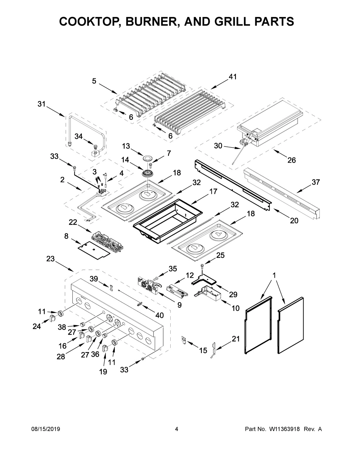 03 - COOKTOP, BURNER, AND GRILL PARTS