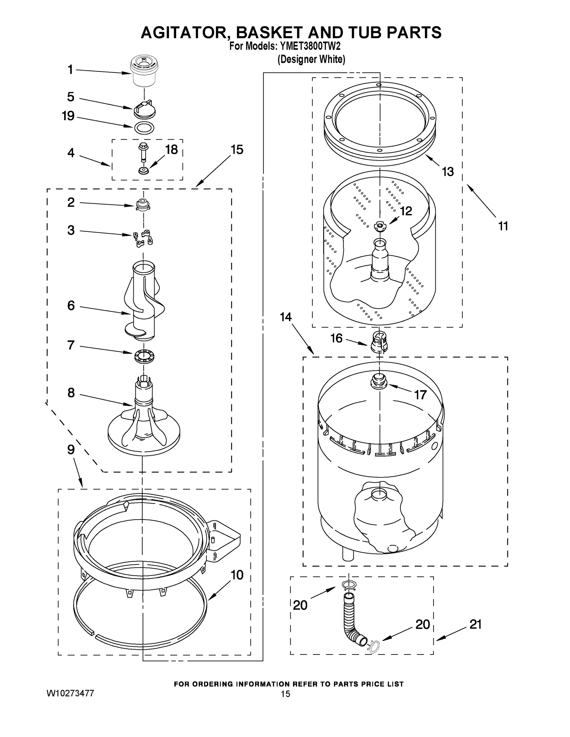 10 - AGITATOR, BASKET AND TUB PARTS