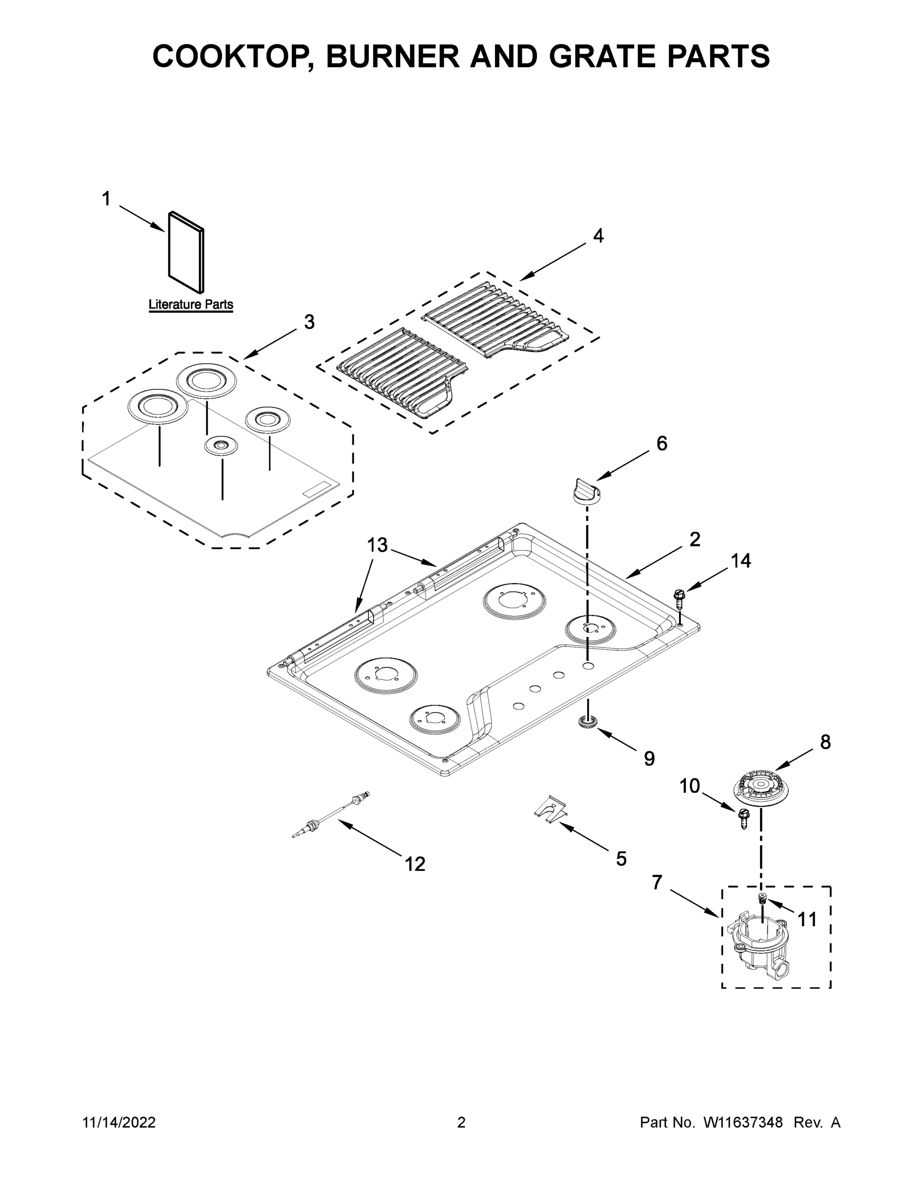 02 - COOKTOP, BURNER AND GRATE PARTS