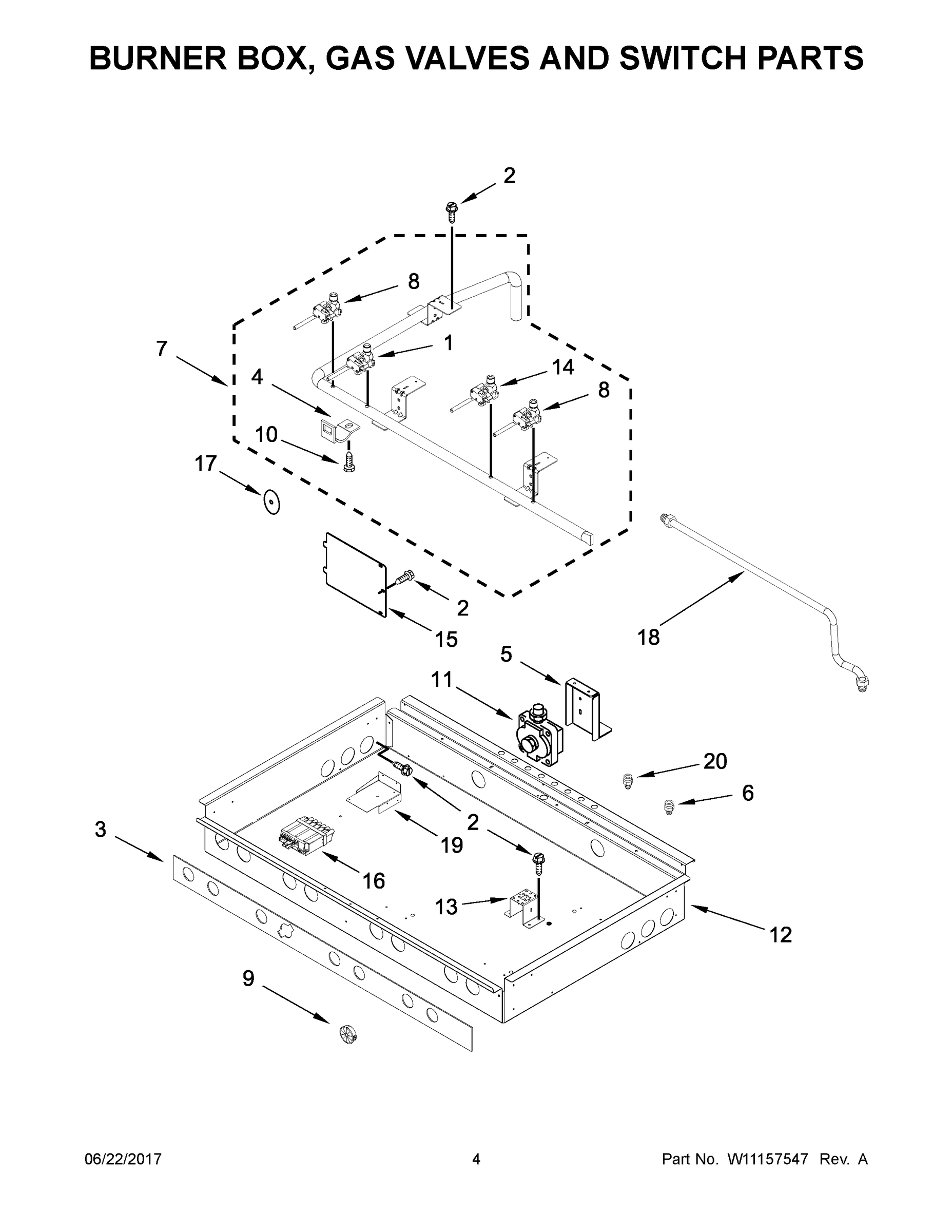 03 - BURNER BOX, GAS VALVES AND SWITCH PARTS