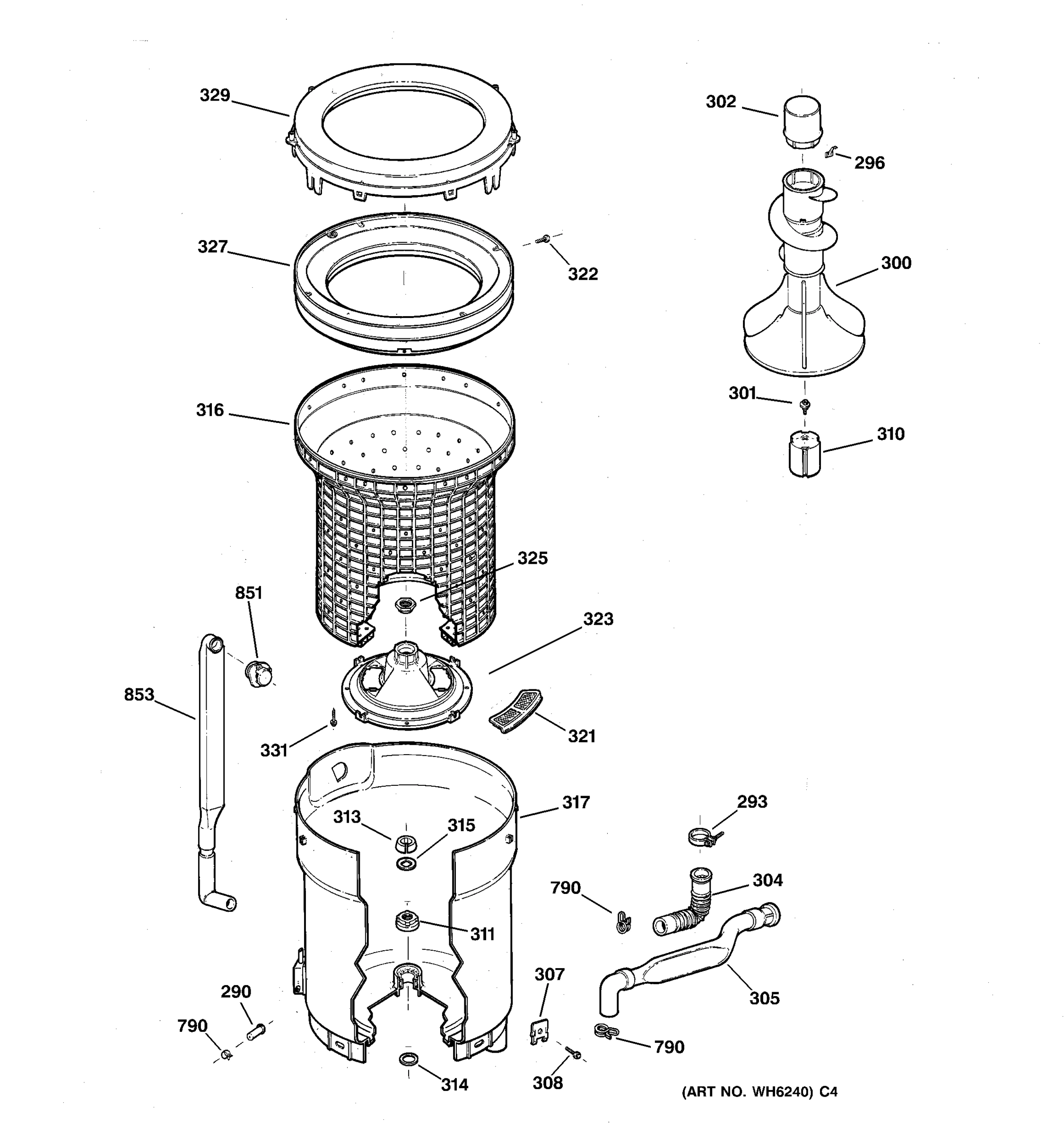TUB, BASKET & AGITATOR
