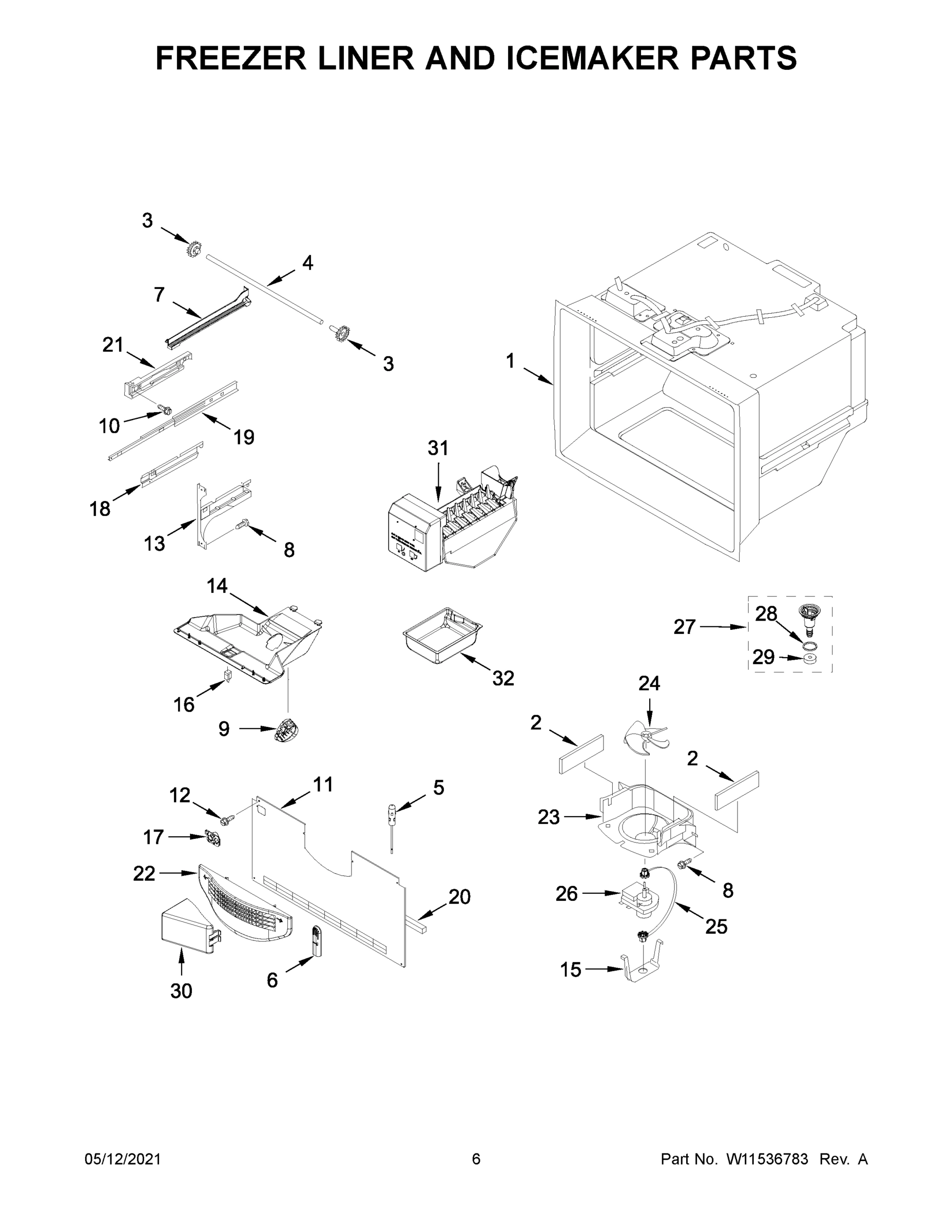 04 - FREEZER LINER AND ICEMAKER PARTS