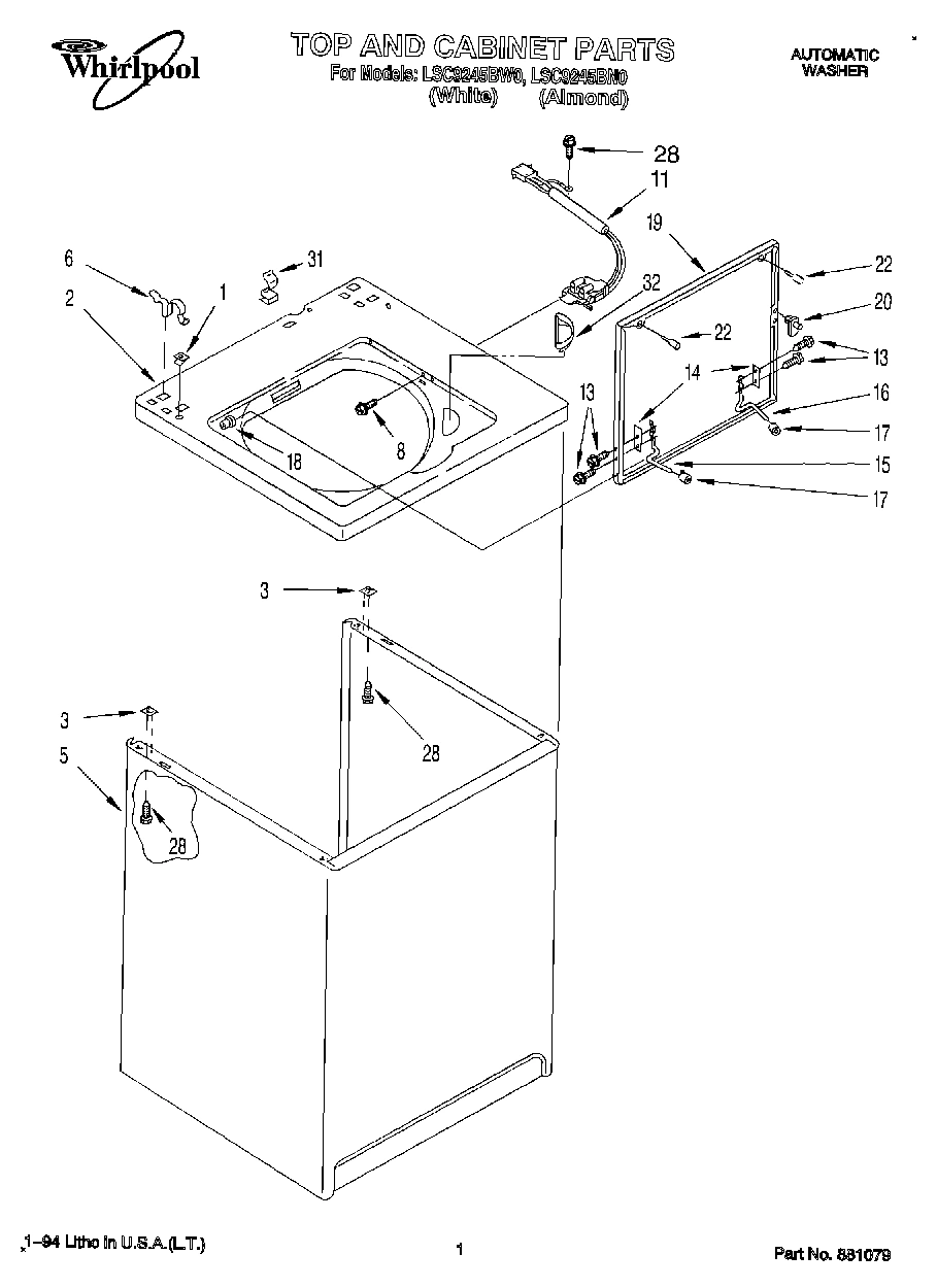 01 - TOP AND CABINET, LIT/OPTIONAL