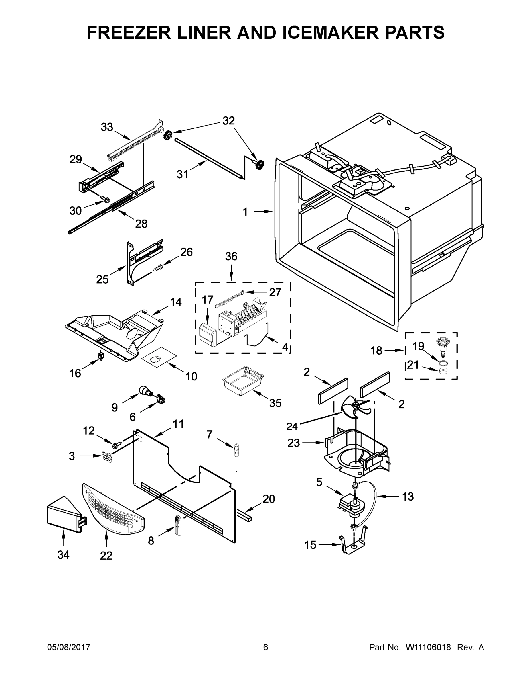 04 - FREEZER LINER AND ICEMAKER PARTS