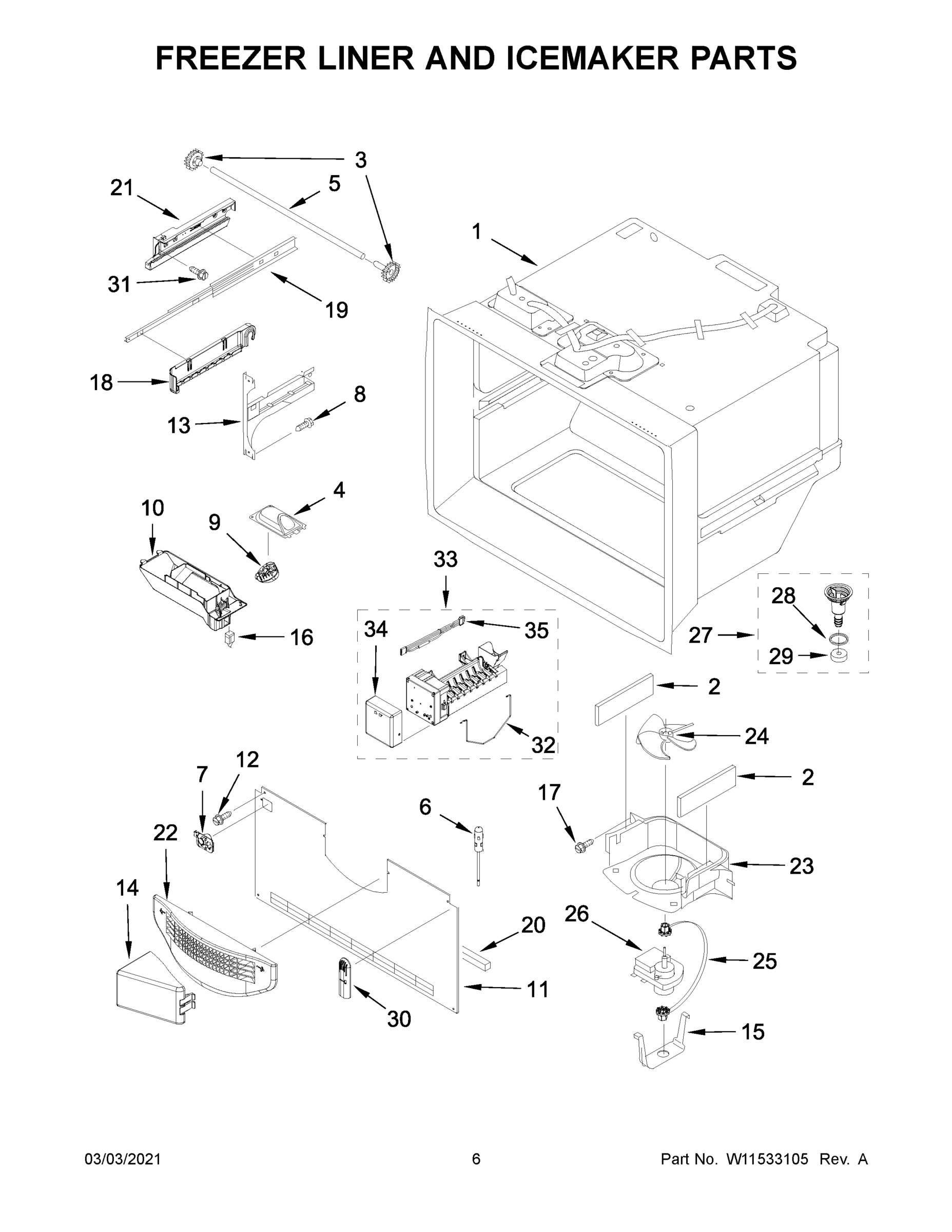 04 - FREEZER LINER AND ICEMAKER PARTS