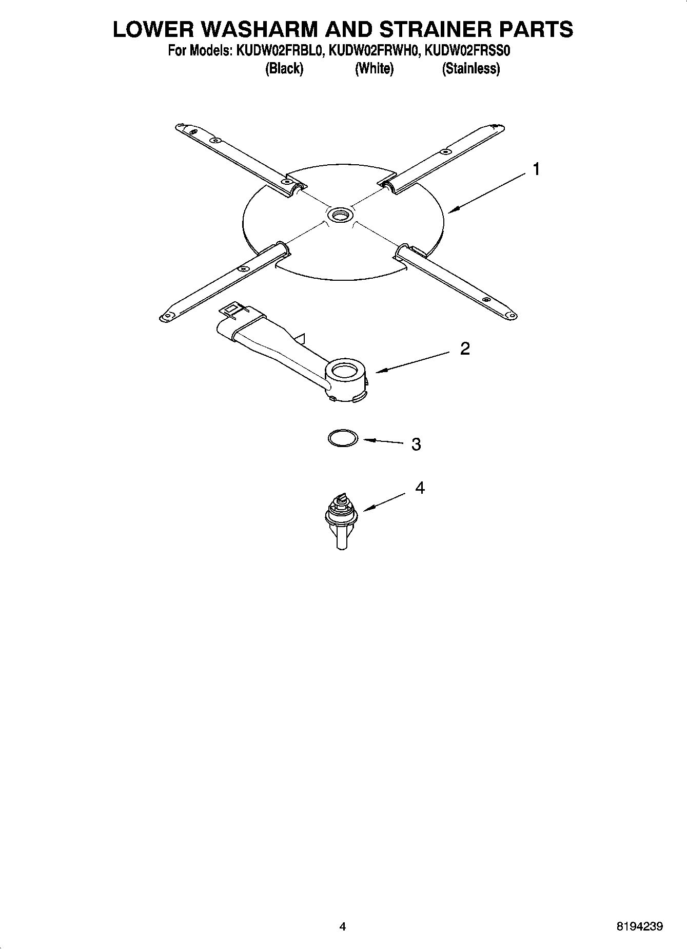 04 - LOWER WASHARM AND STRAINER PARTS