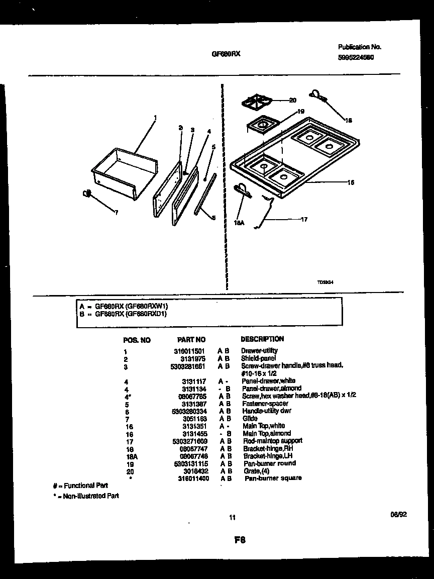 06 - DRAWER AND COOKTOP PARTS