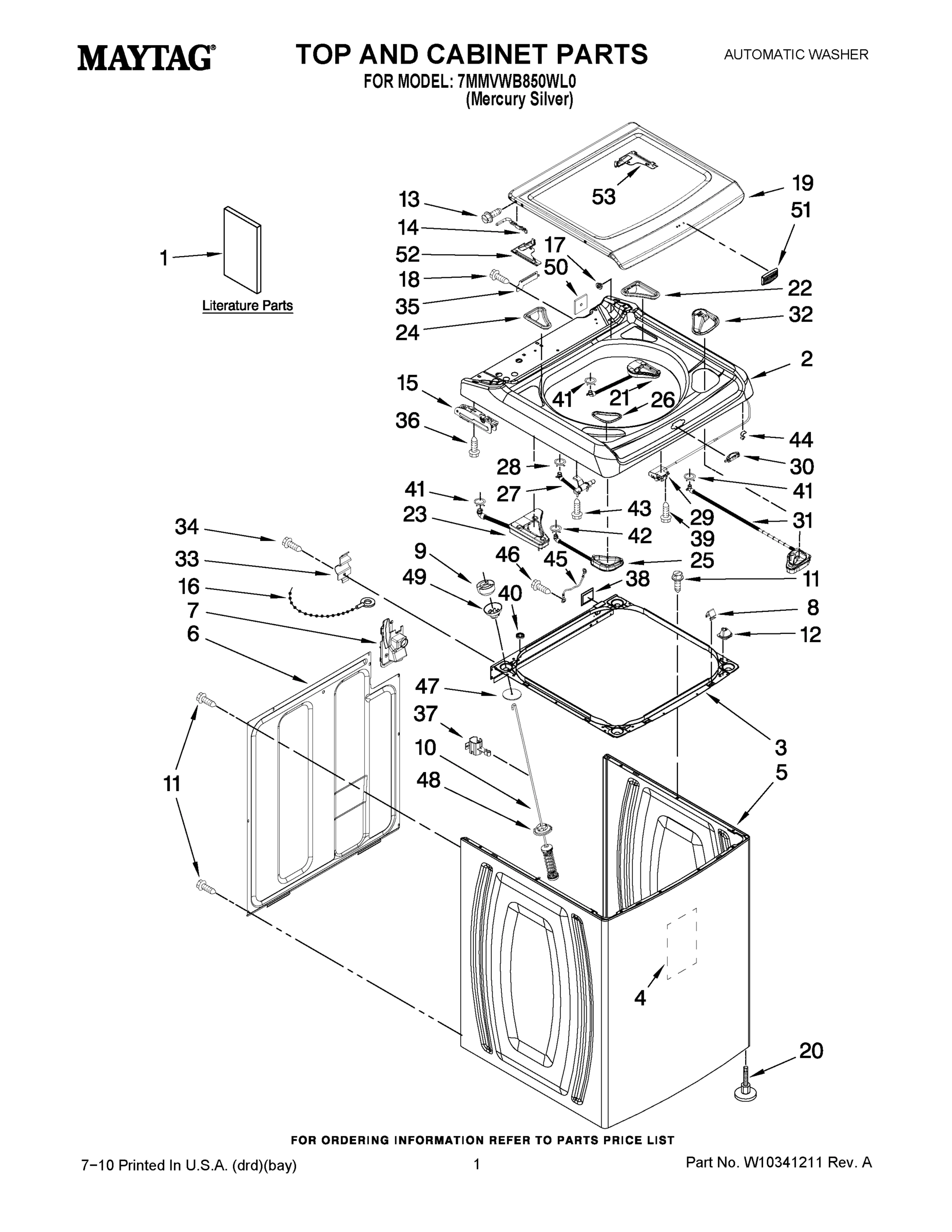 01 - TOP AND CABINET PARTS