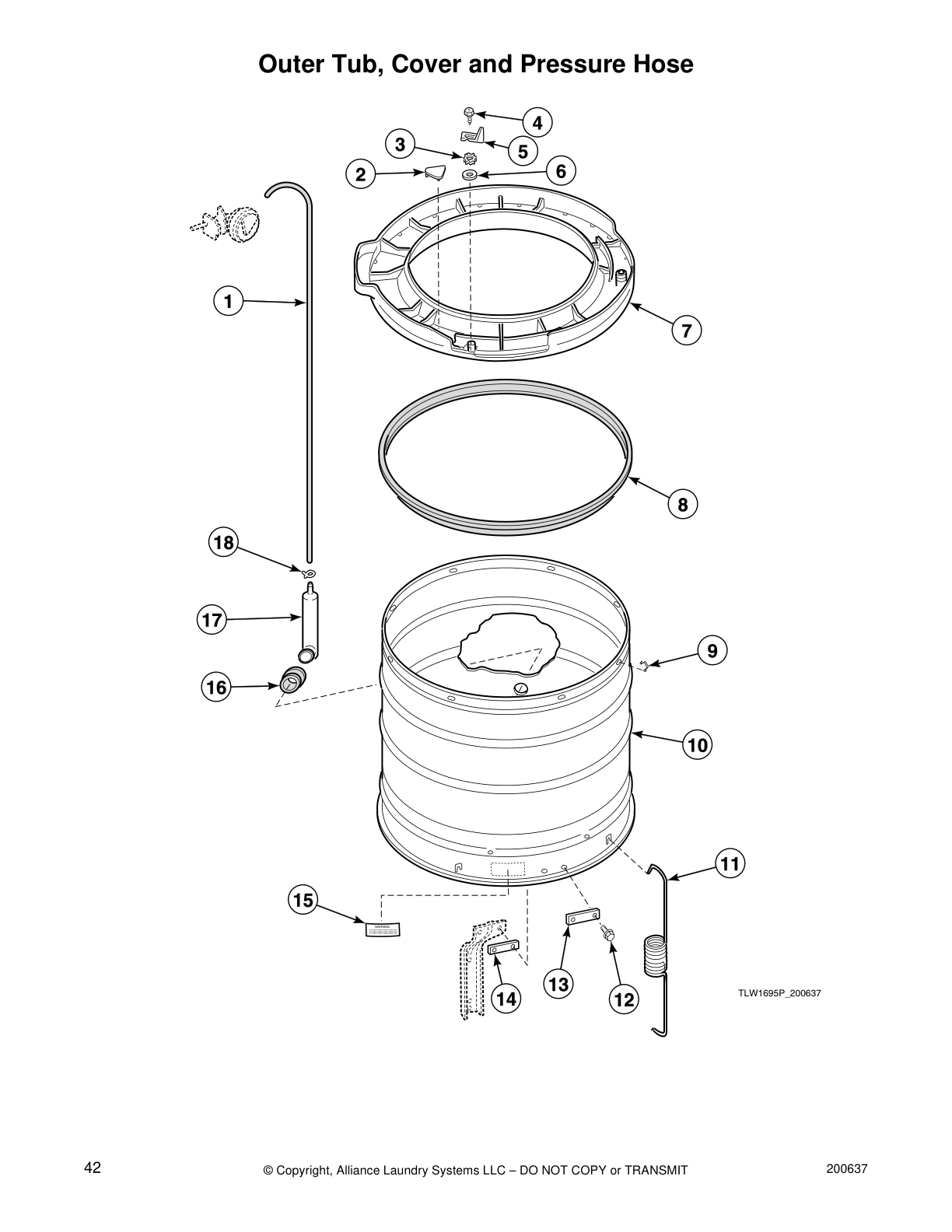 Outer Tub, Cover and Pressure Hose