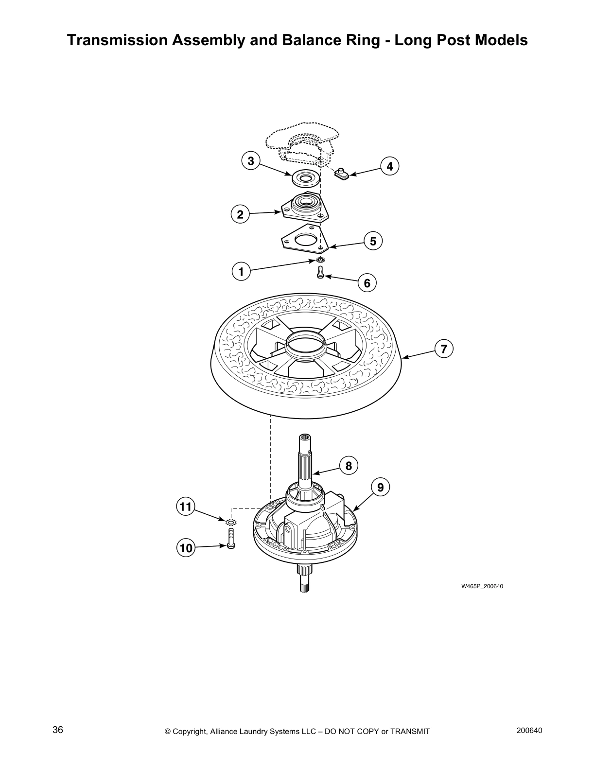 Transmission Assembly and Balance Ring - Long Post Models