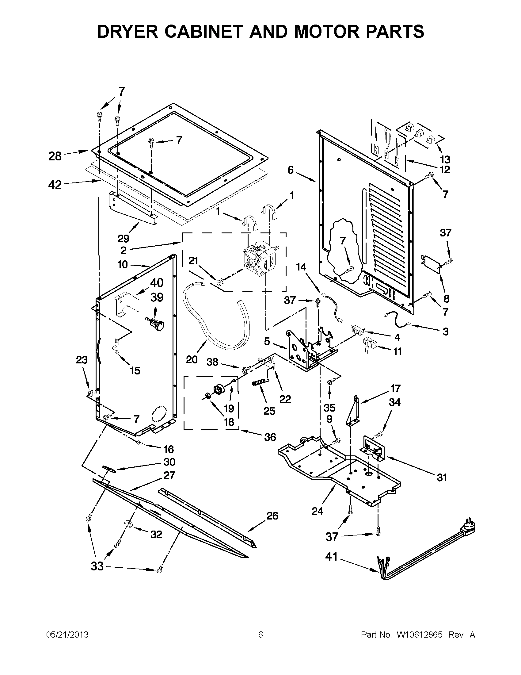 03 - DRYER CABINET AND MOTOR PARTS