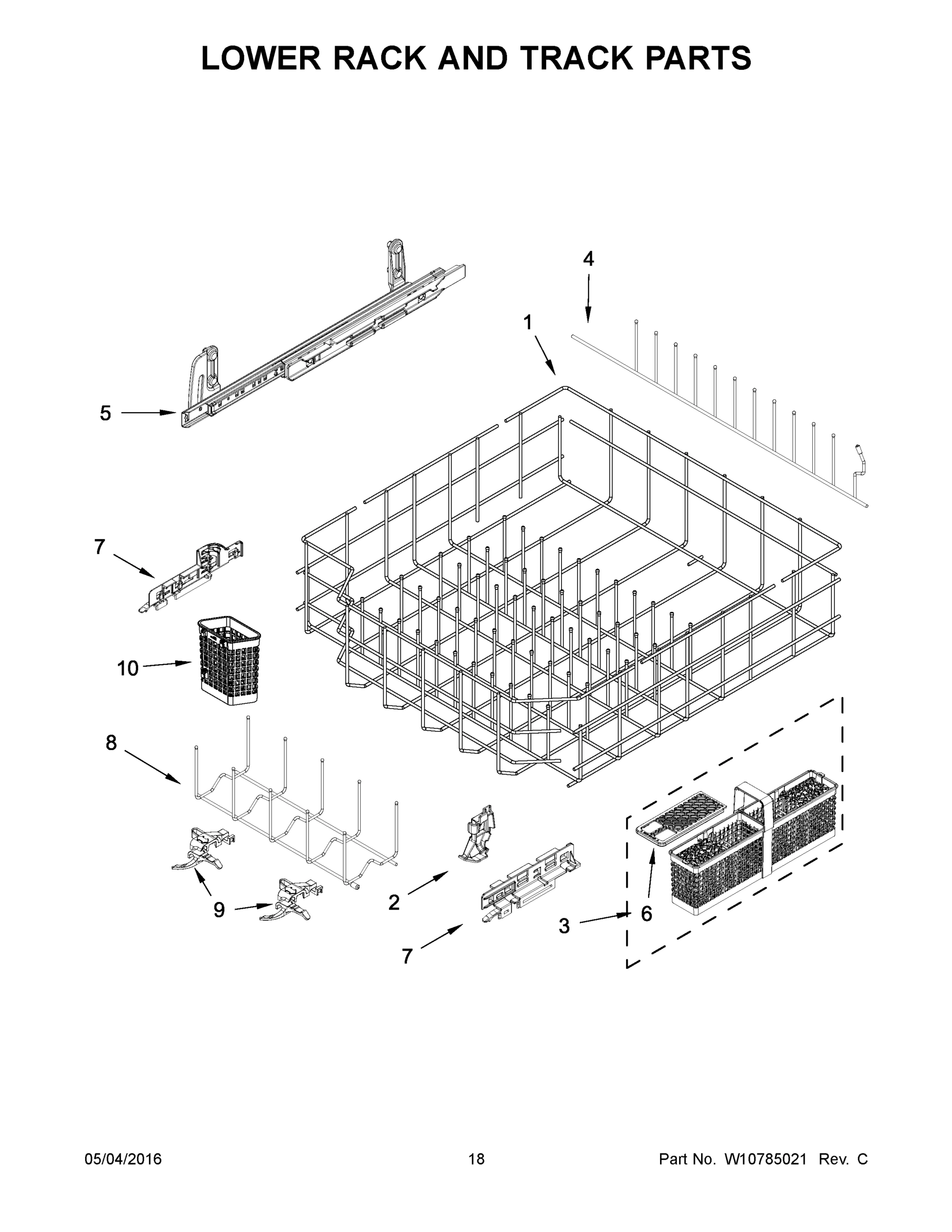 10 - LOWER RACK AND TRACK PARTS