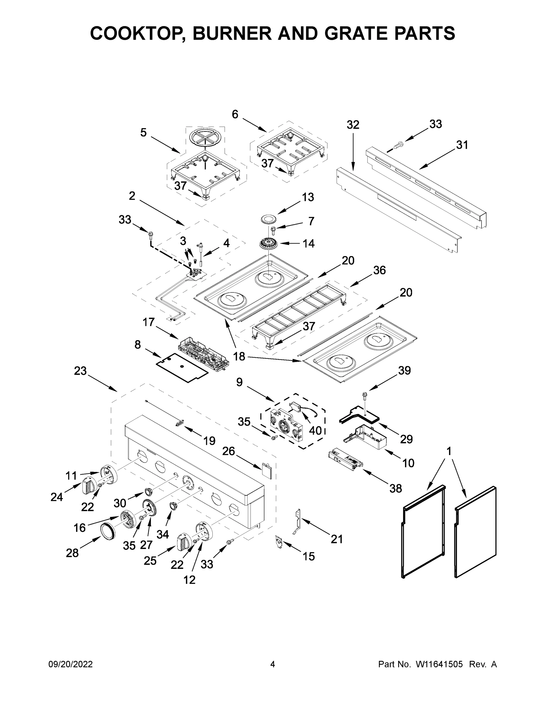 03 - COOKTOP, BURNER AND GRATE PARTS