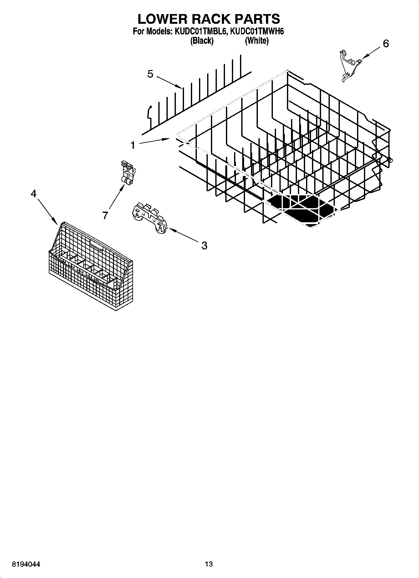 11 - LOWER RACK PARTS, OPTIONAL PARTS (NOT INCLUDED)