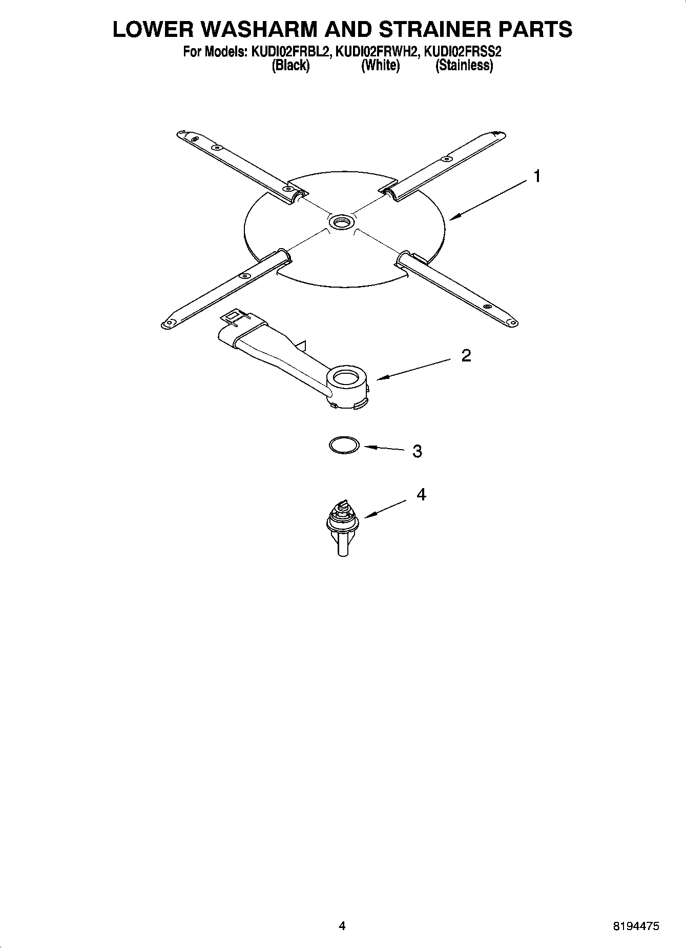 04 - LOWER WASHARM AND STRAINER PARTS