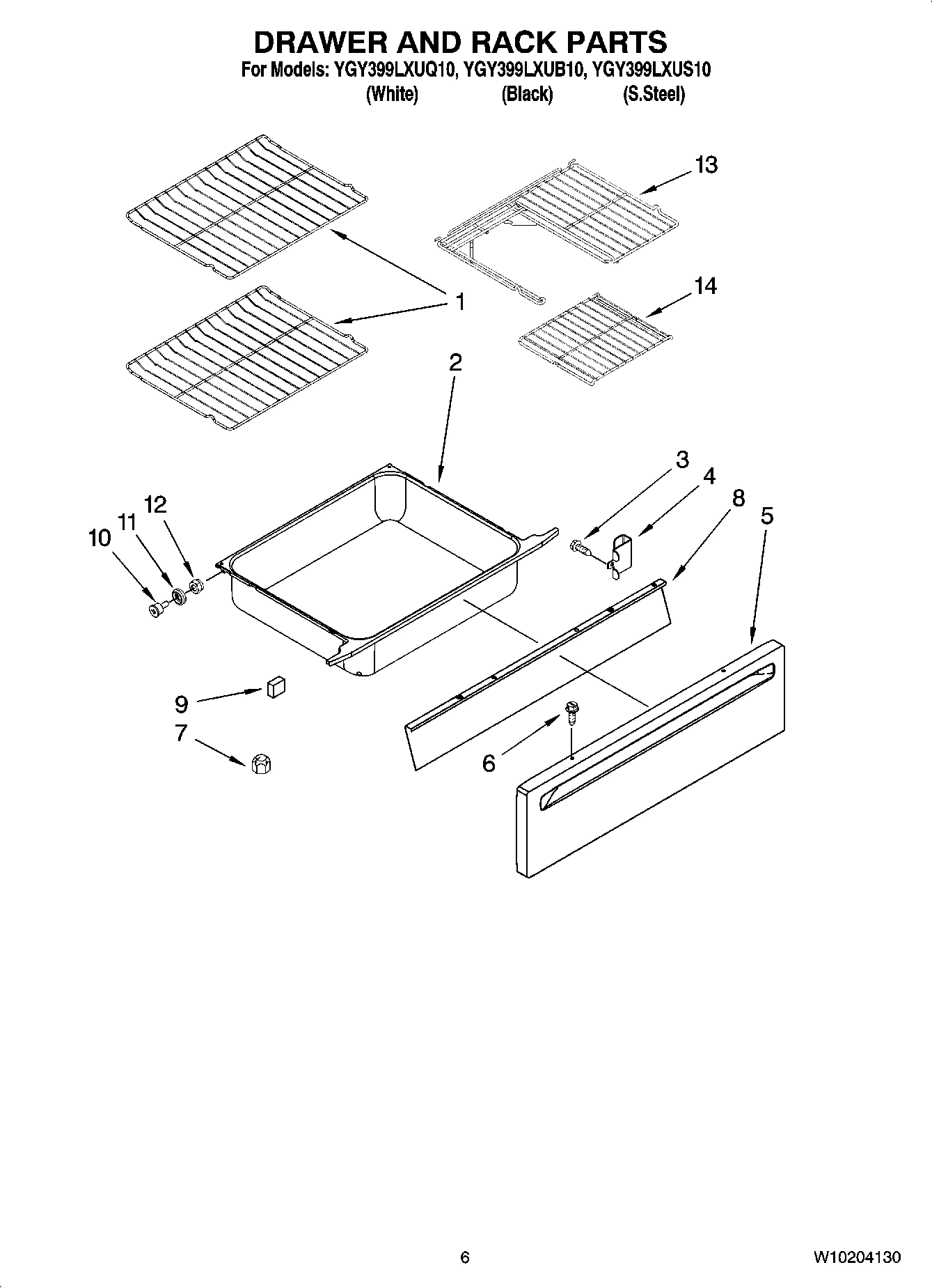 05 - DRAWER AND RACK PARTS, OPTIONAL PARTS (NOT INCLUDED)