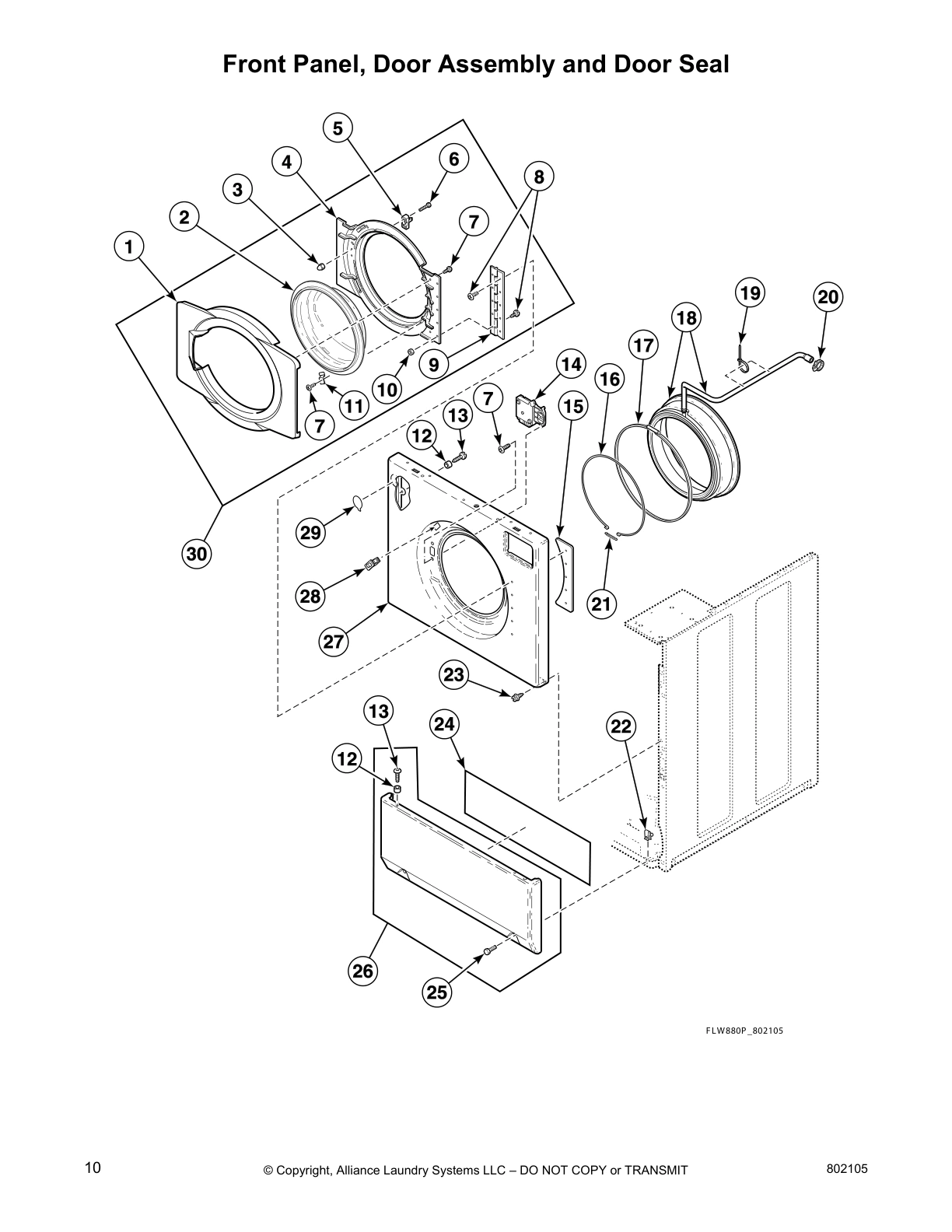 Front Panel, Door Assembly and Door Seal