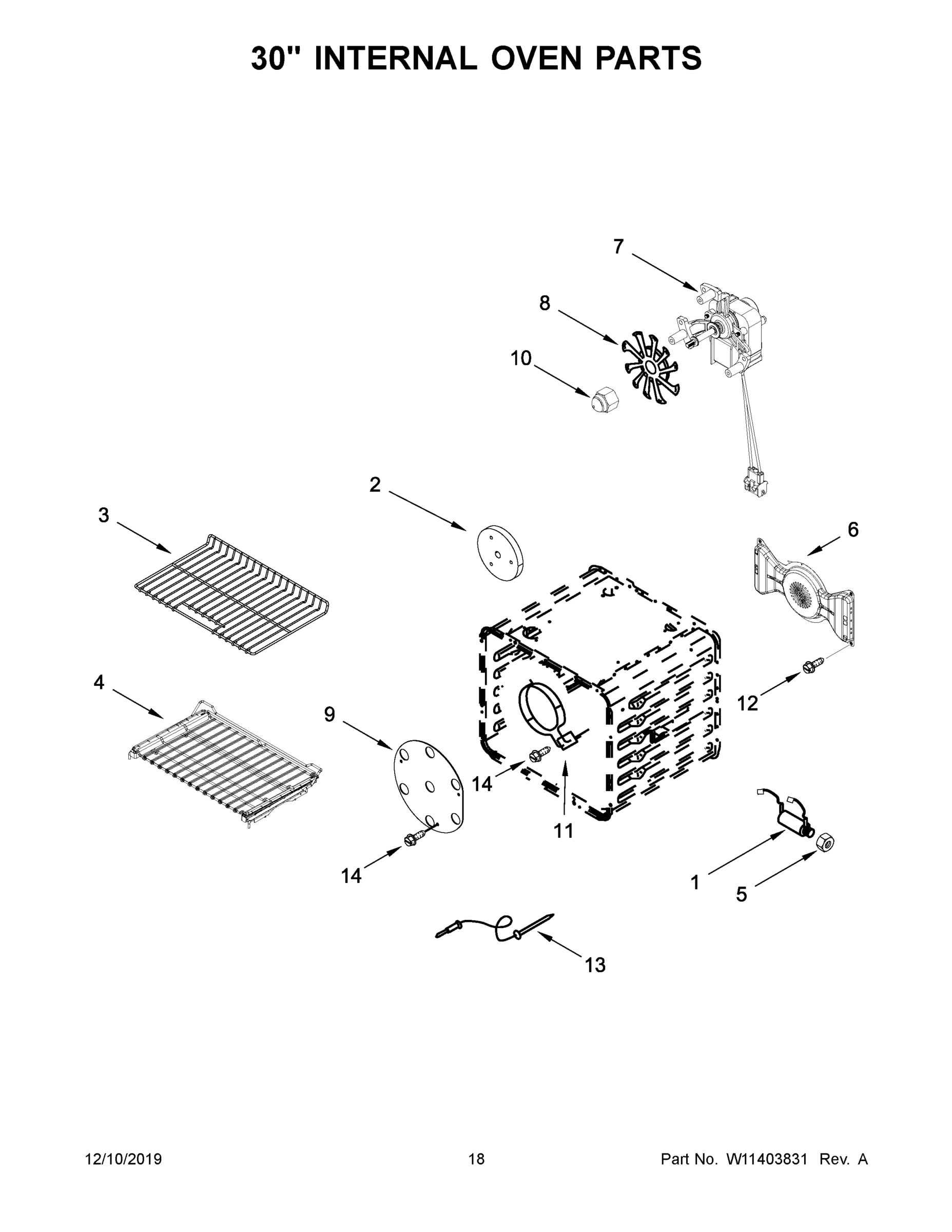 10 - 30" INTERNAL OVEN PARTS